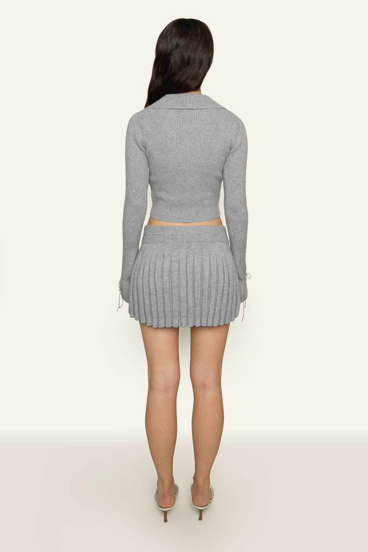 Bowknot Ribbed Three-piece Knitted Set