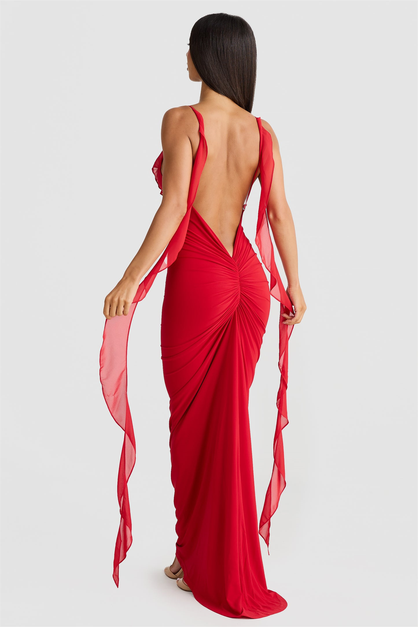 Cornelia Ruffle Floral Appliqué Maxi Dress-Sunfere
