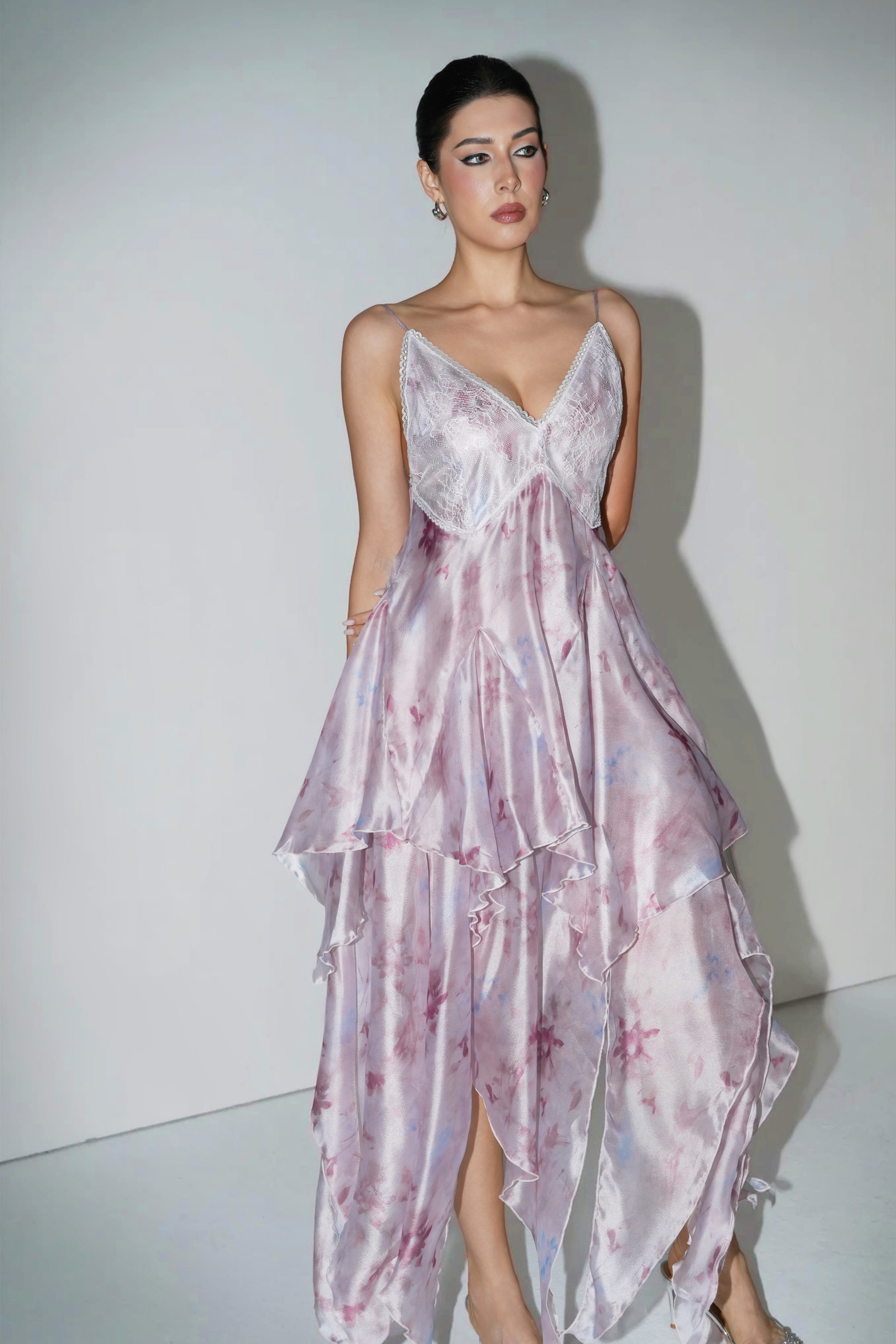 Simply Pretty Purple Floral Print V-Neck Maxi Dress