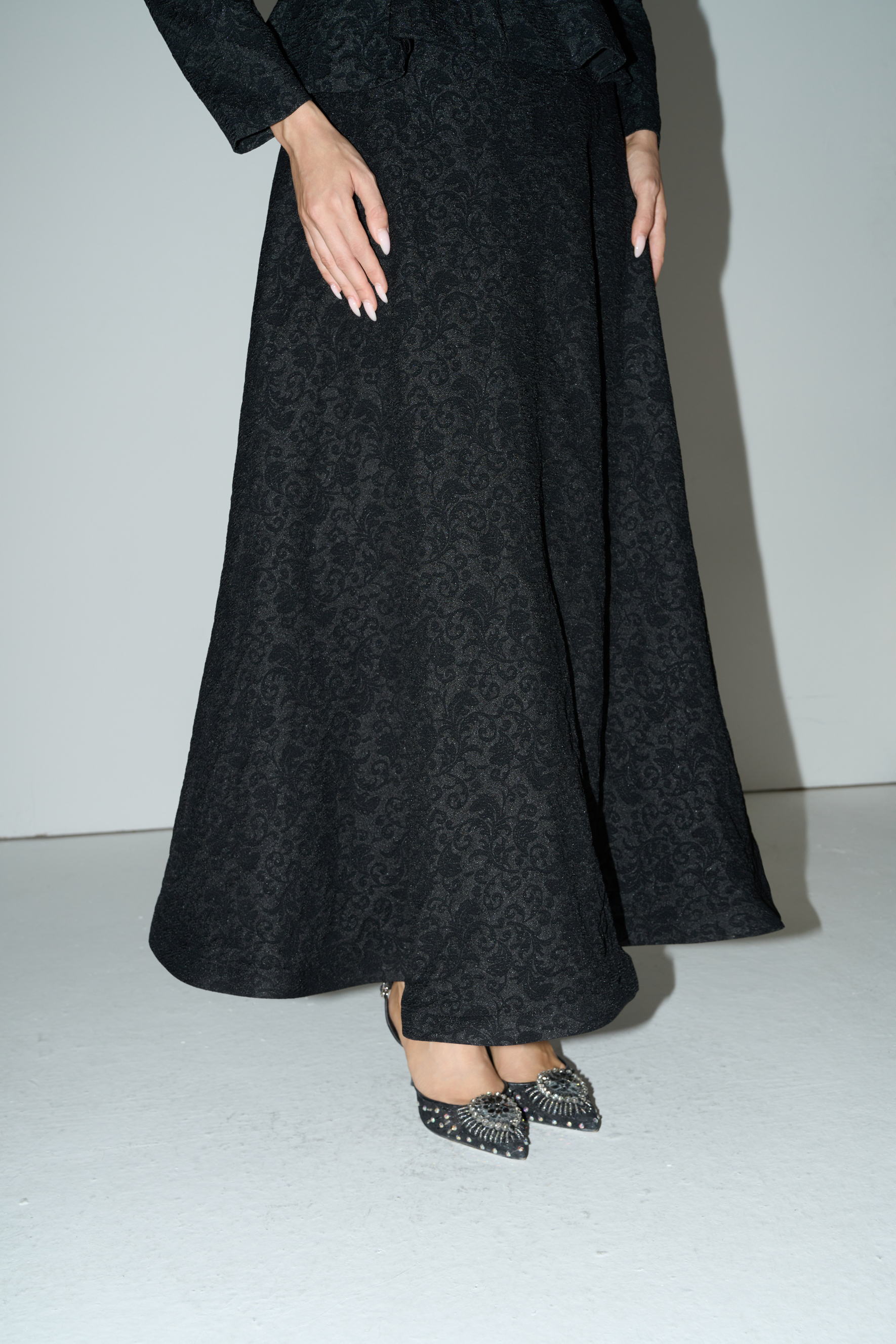 Glow Chaser Black Beaded Embroidery Top & Skirt Set