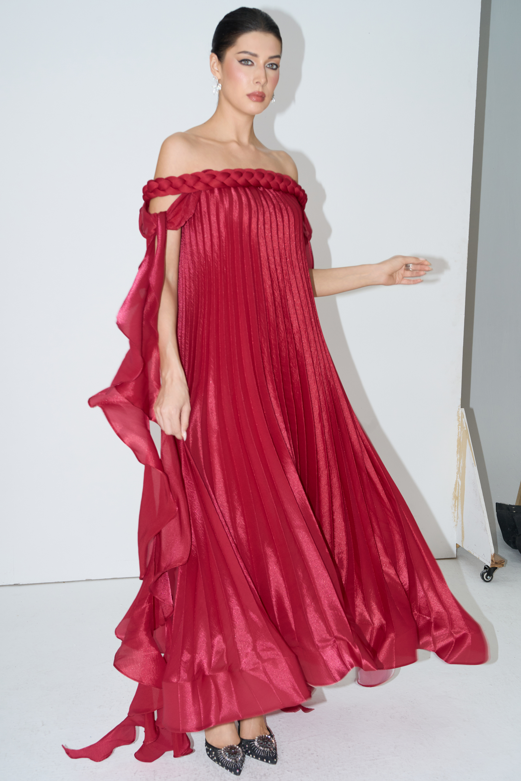 My Favorite Day Burgundy Off-Shoulder Braided Maxi Dress