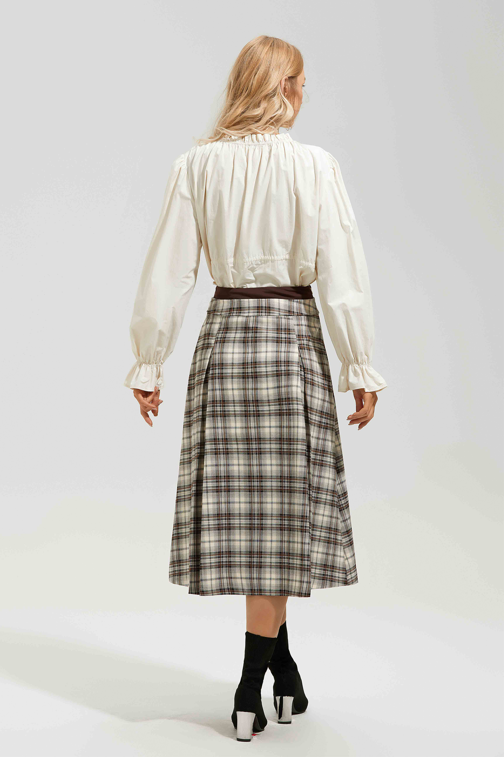 Eve Plaid High Waist Midi Skirt
