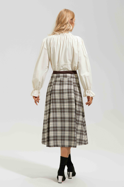 Eve Plaid High Waist Midi Skirt