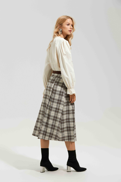 Eve Plaid High Waist Midi Skirt