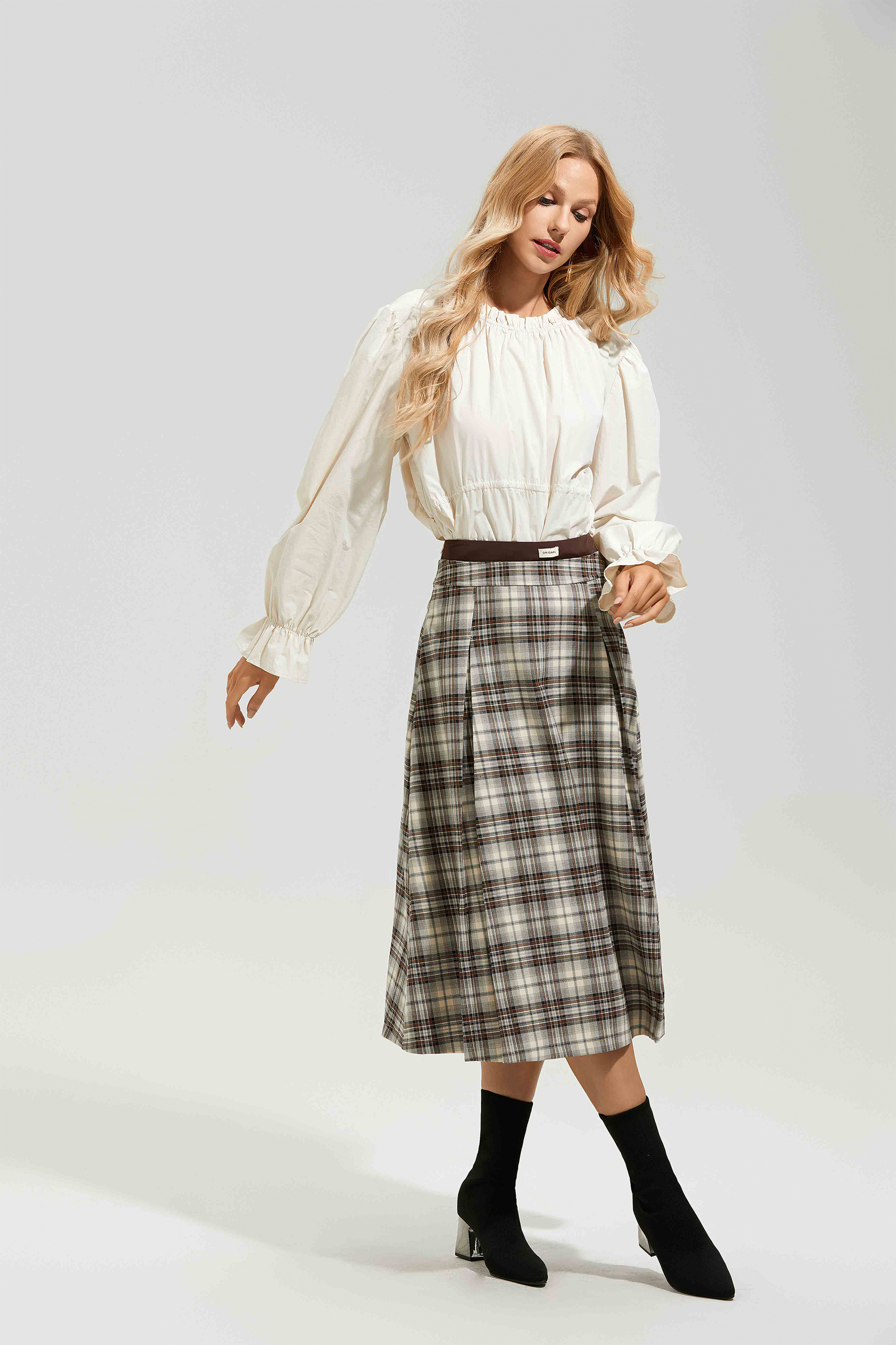 Eve Plaid High Waist Midi Skirt
