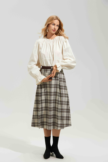 Eve Plaid High Waist Midi Skirt