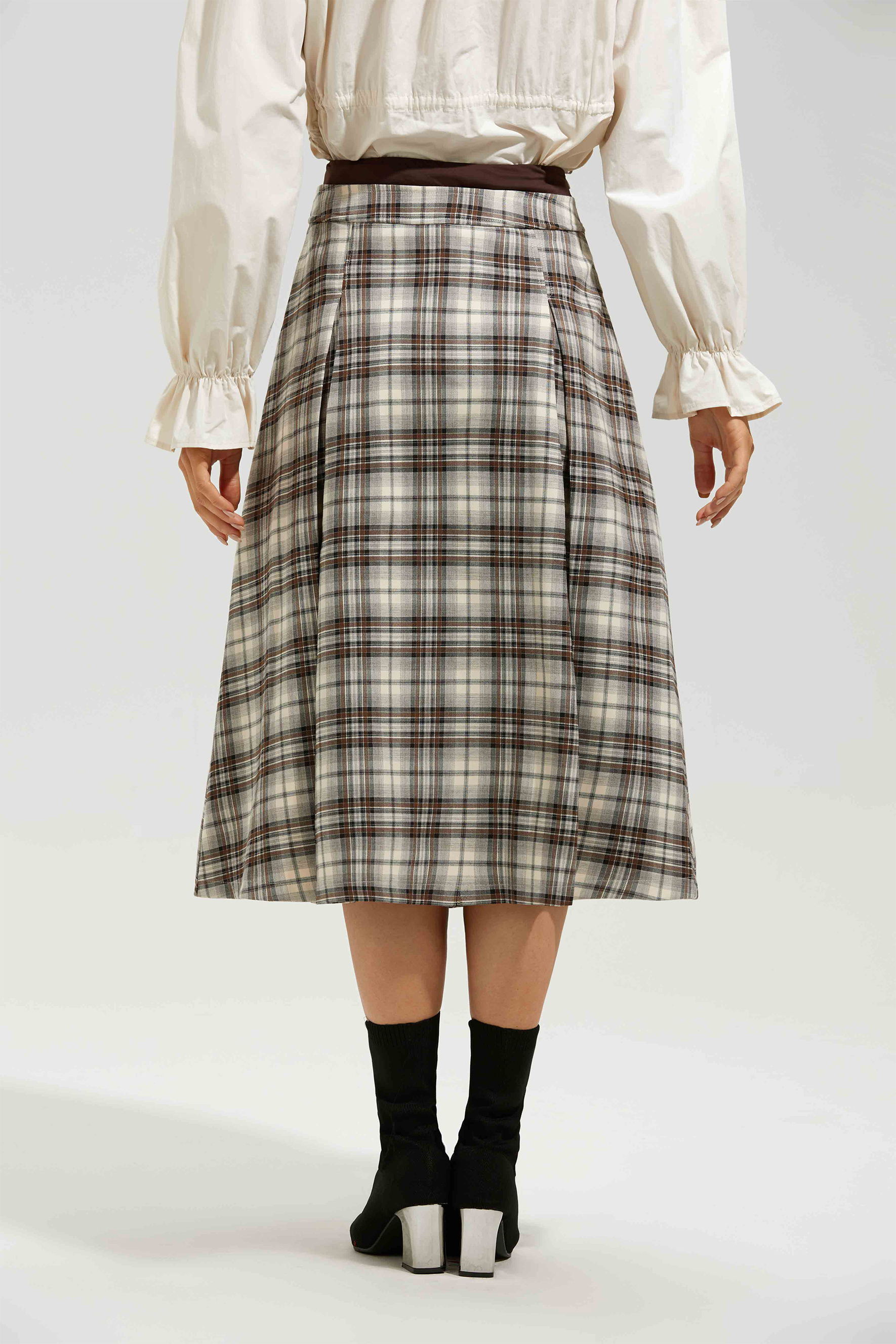 Eve Plaid High Waist Midi Skirt