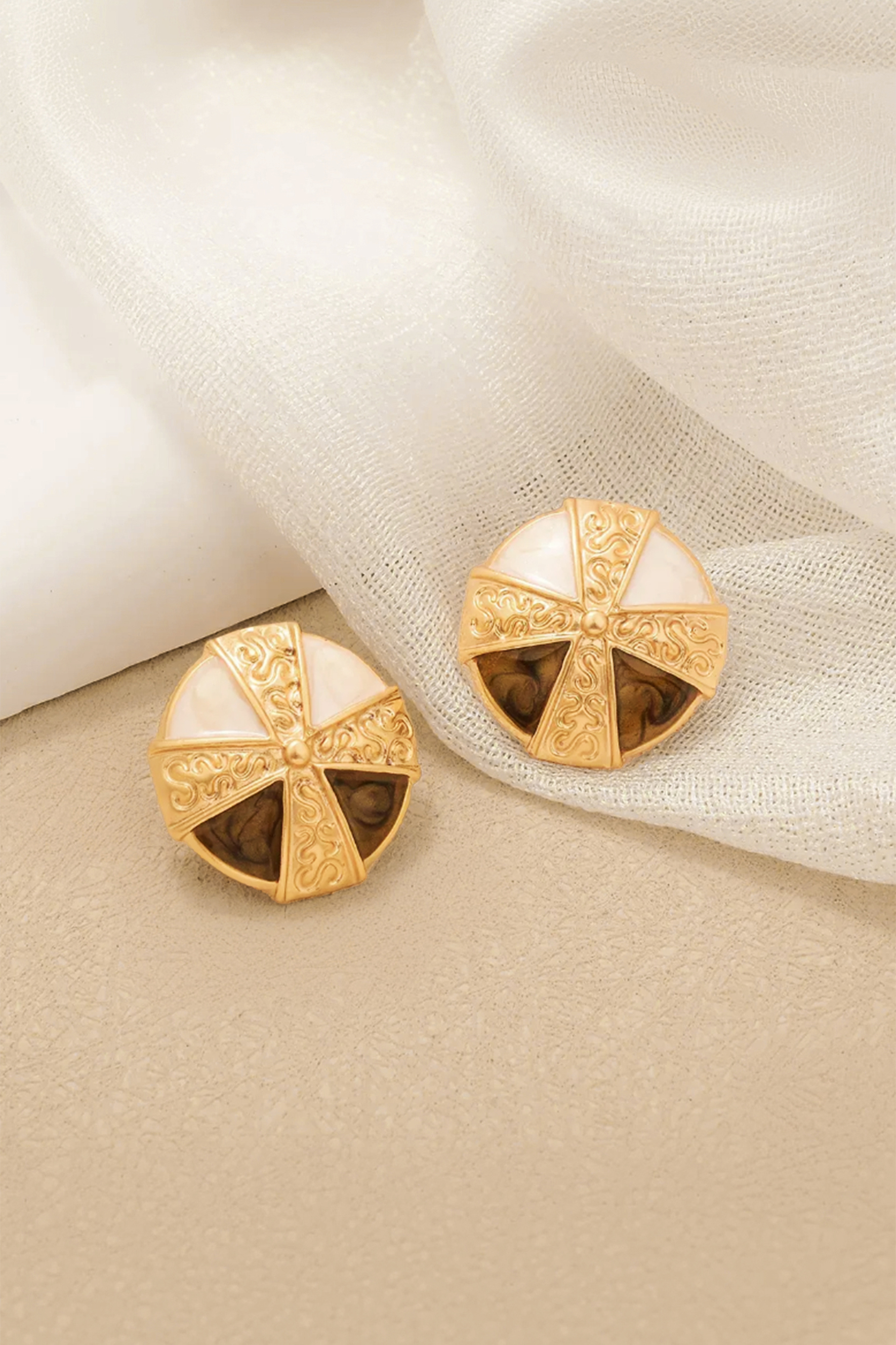 Tiger Eye Stone Stud Earrings