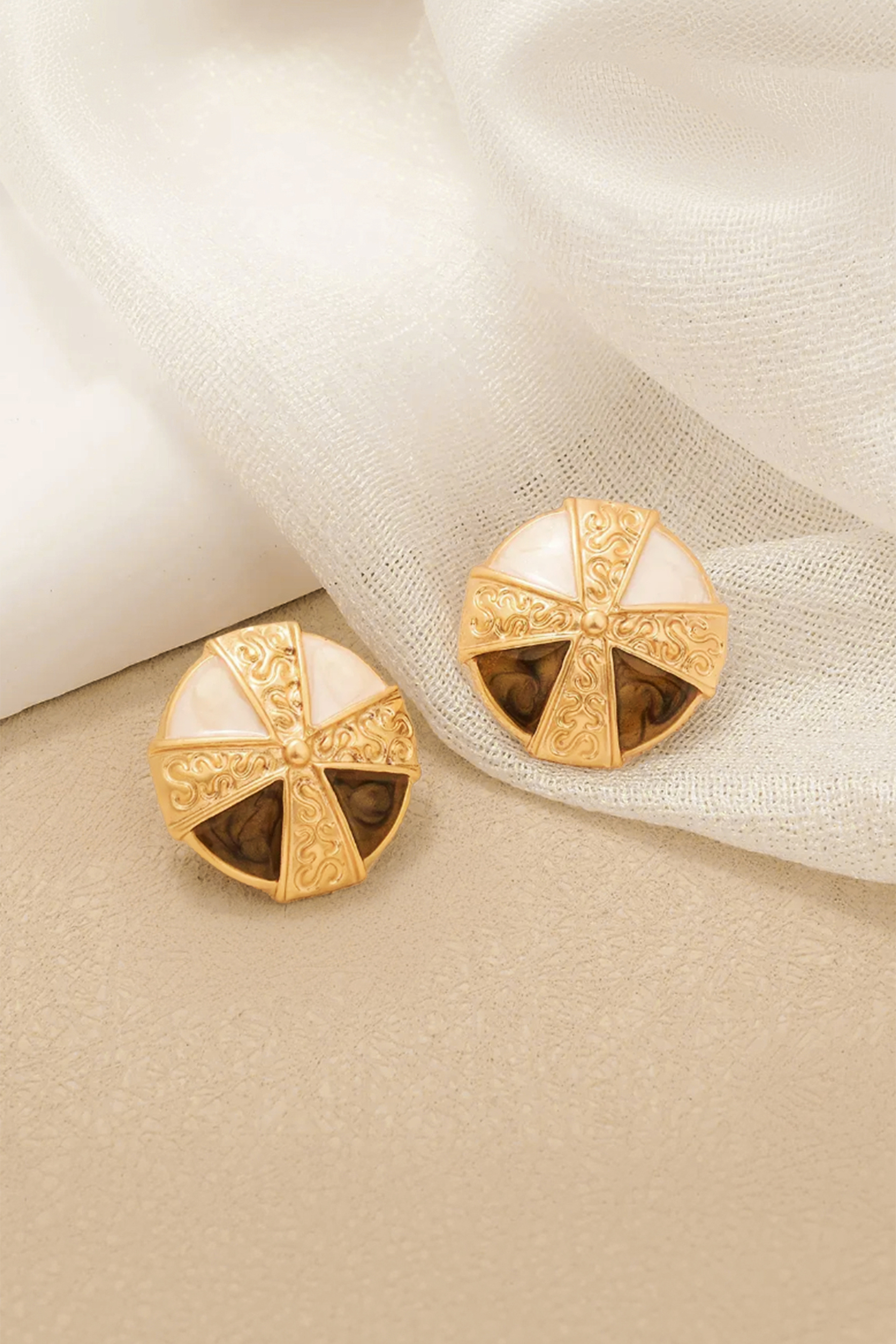 Tiger Eye Stone Stud Earrings