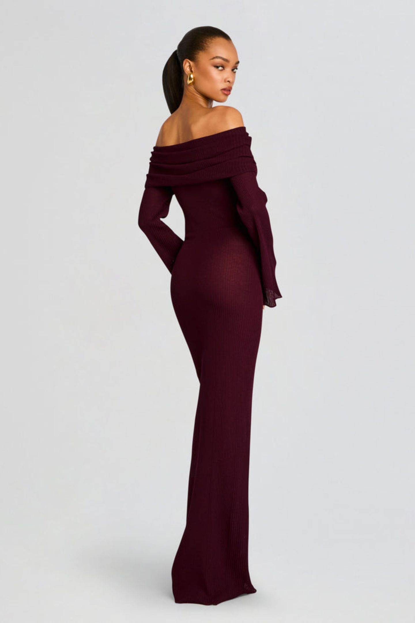 Liz Off Shoulder Maxi Knit Dress-Sunfere