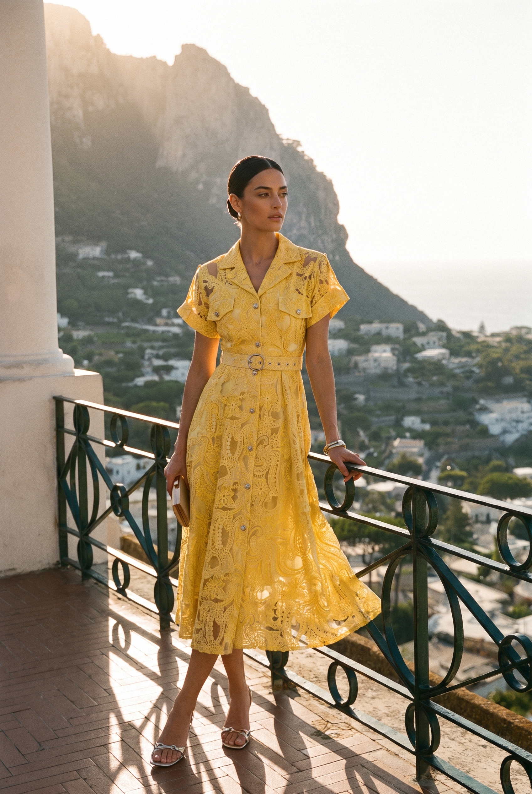 Endless Summer Yellow Sheer Floral Lace Midi Dress