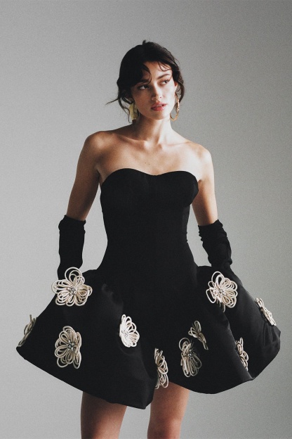 Leona Floral Appliqué Corset Mini Dress