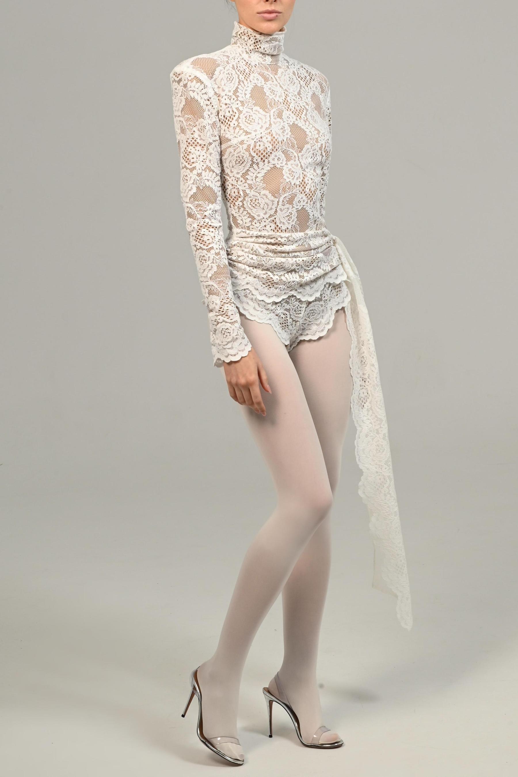 Bonnie High Neck Embroidered Lace Bodysuit