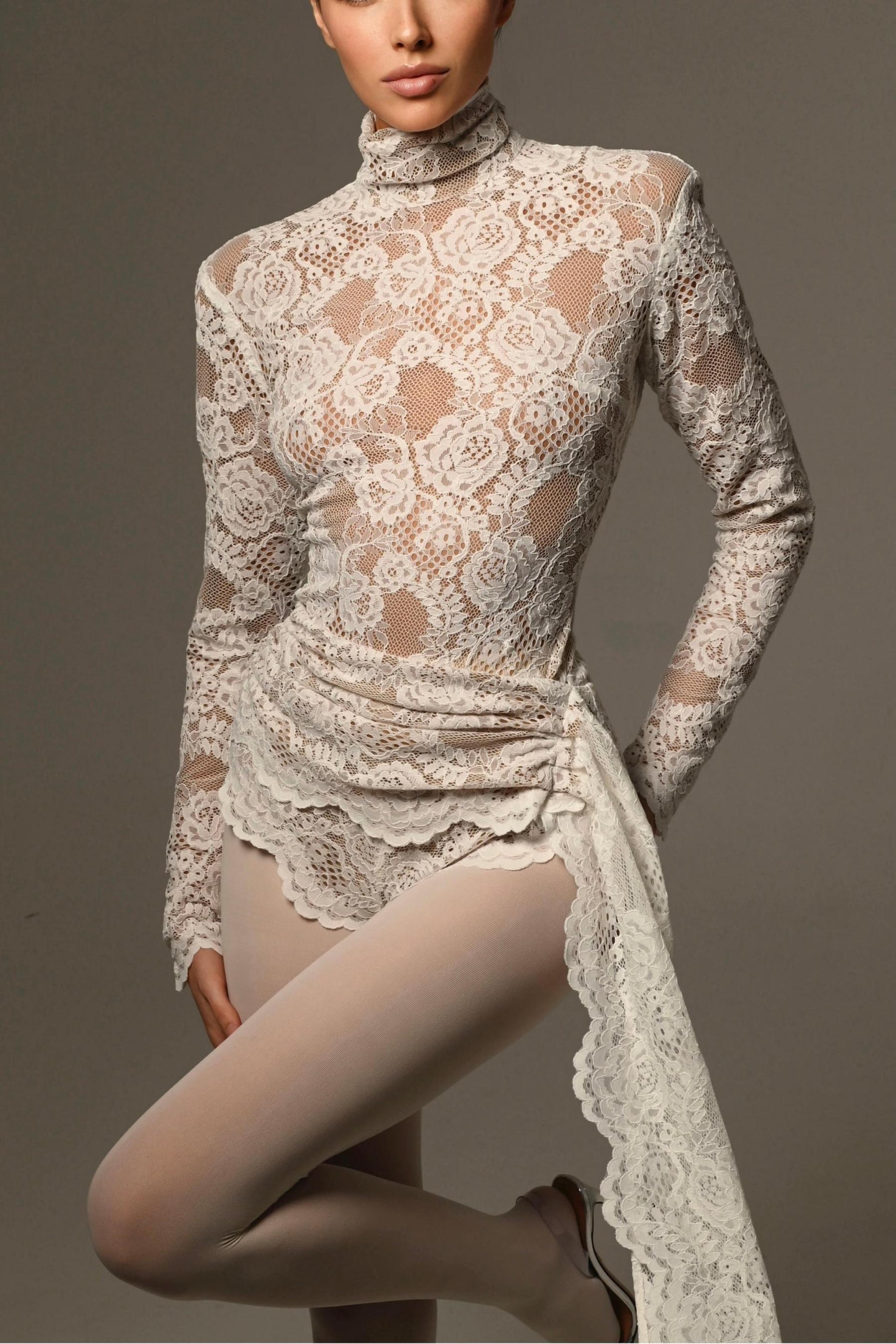 Bonnie High Neck Embroidered Lace Bodysuit-Sunfere