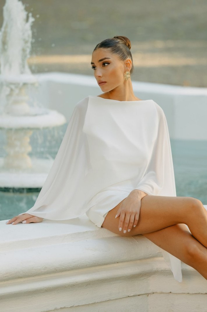 Bonnie Cape Overlay Backless Jumpsuit
