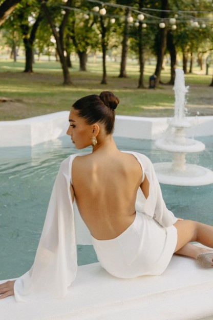 Bonnie Cape Overlay Backless Jumpsuit
