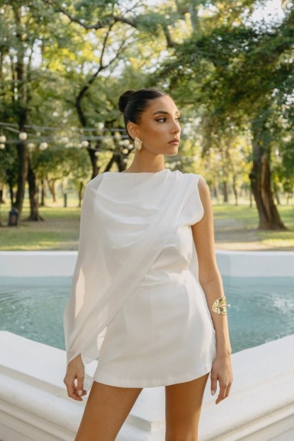 Bonnie Cape Overlay Backless Jumpsuit