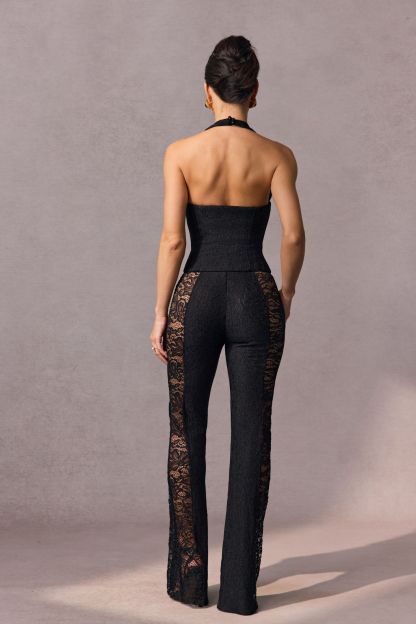 Martha Halter Neck Sheer Lace Jumpsuit