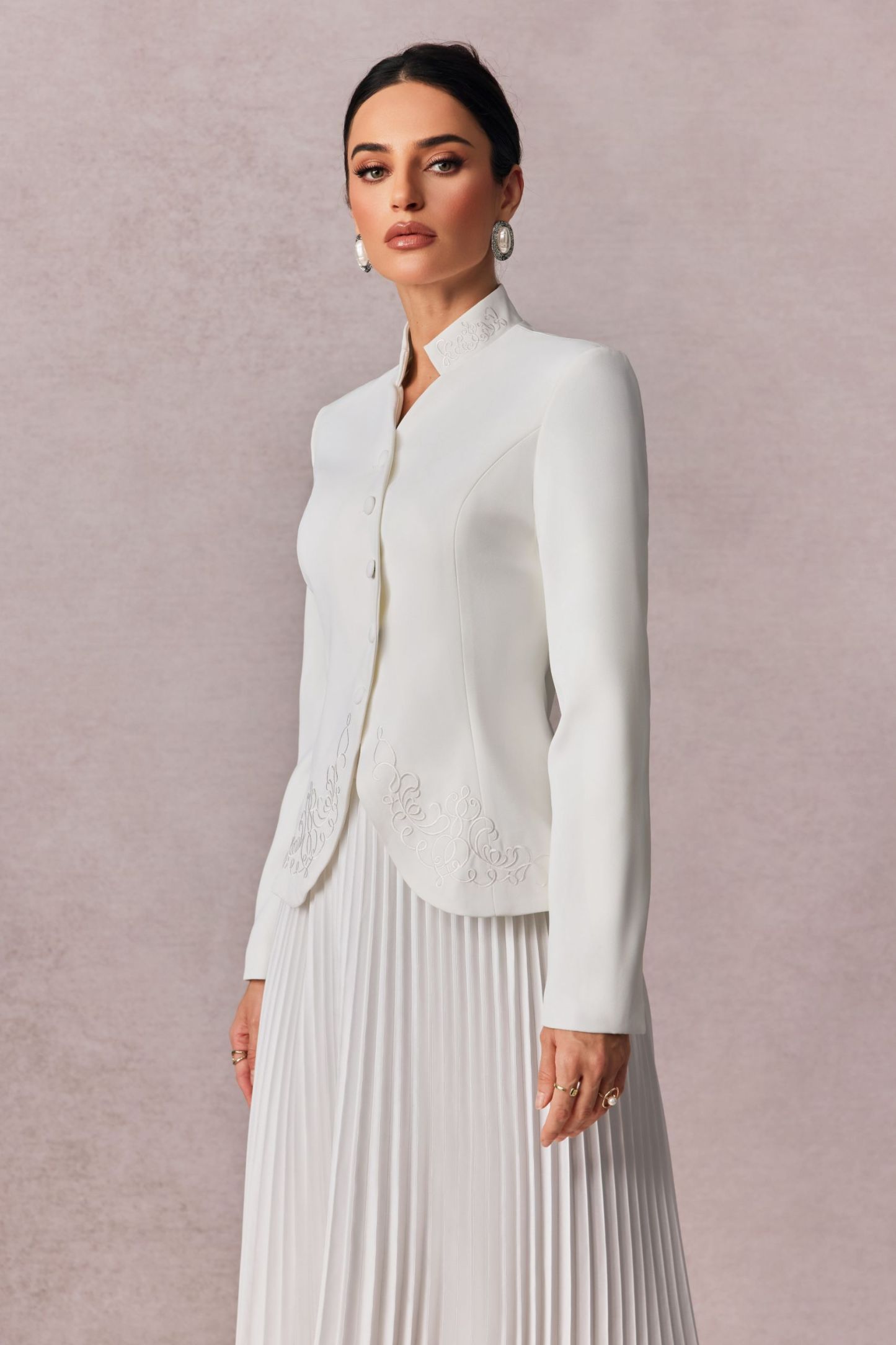 Christine Embroidery Pleated Skirt Set