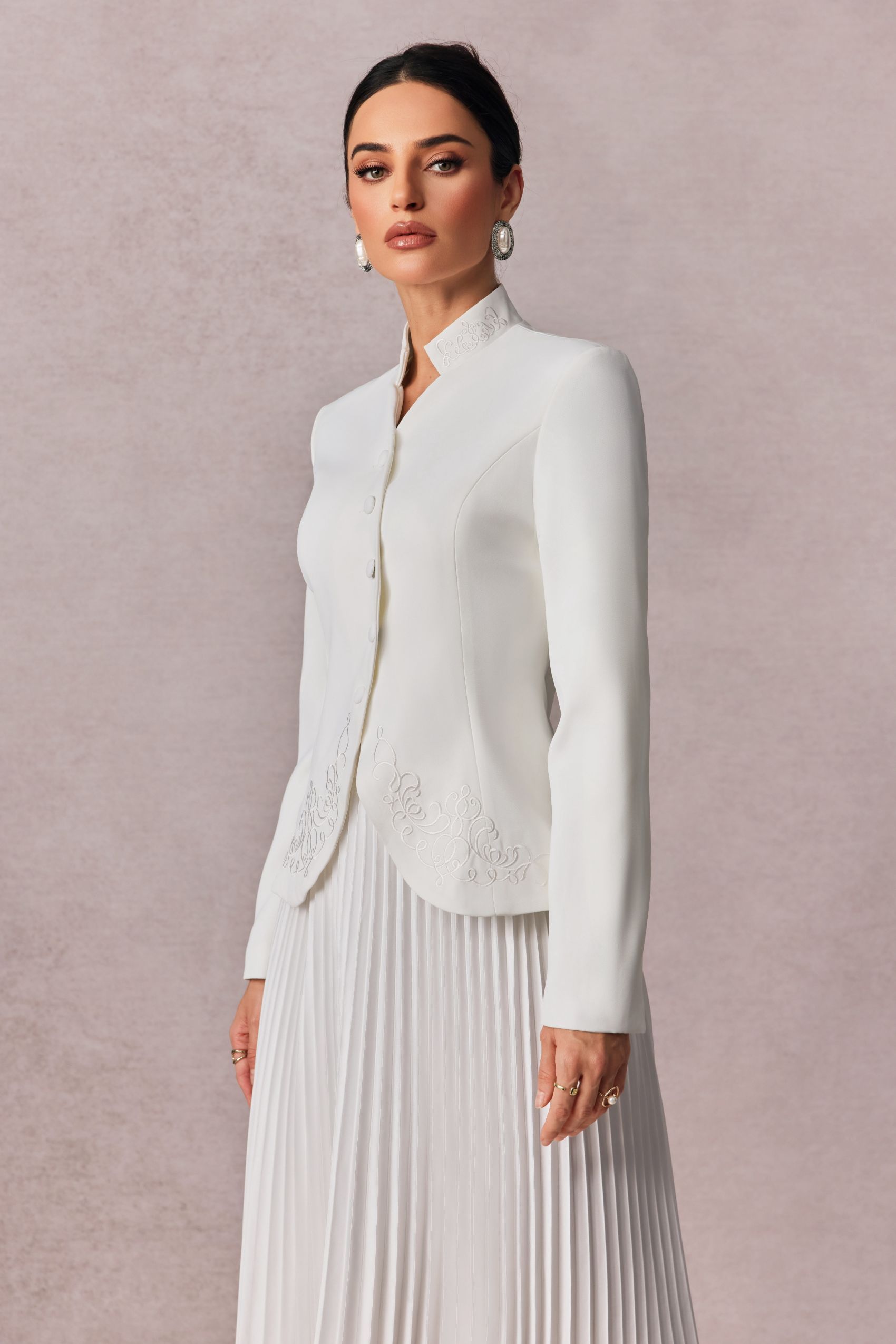 Christine Embroidery Pleated Skirt Set