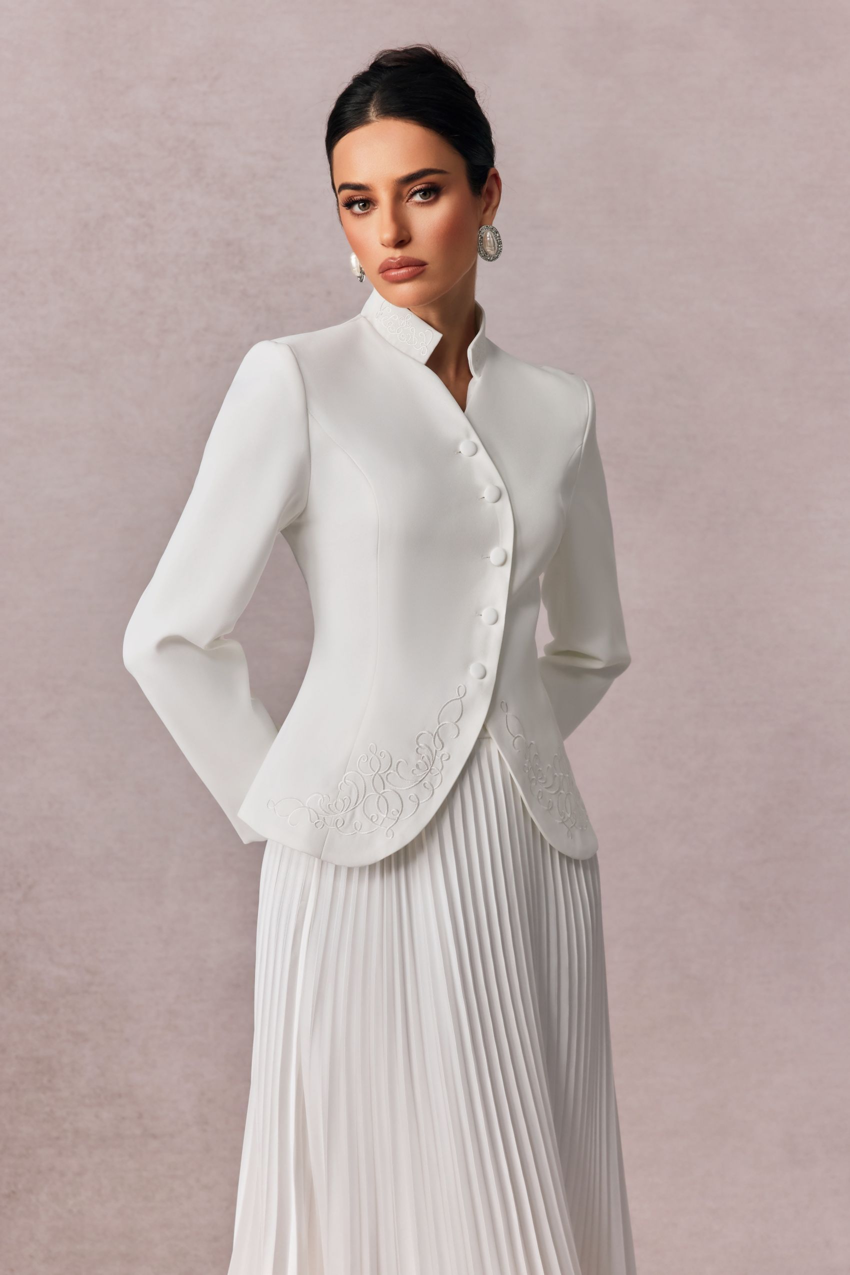 Christine Embroidery Pleated Skirt Set