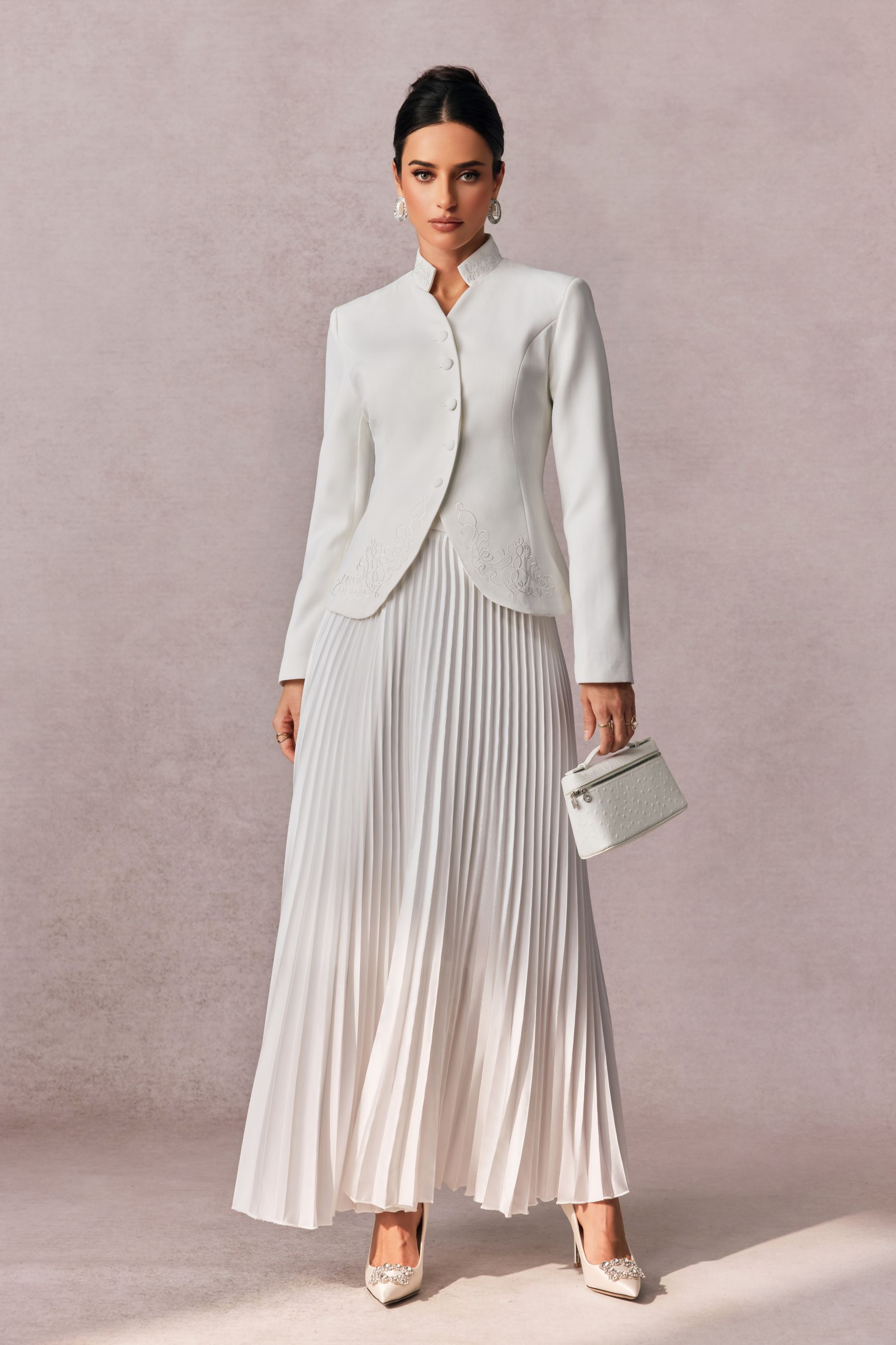 Christine Embroidery Pleated Skirt Set