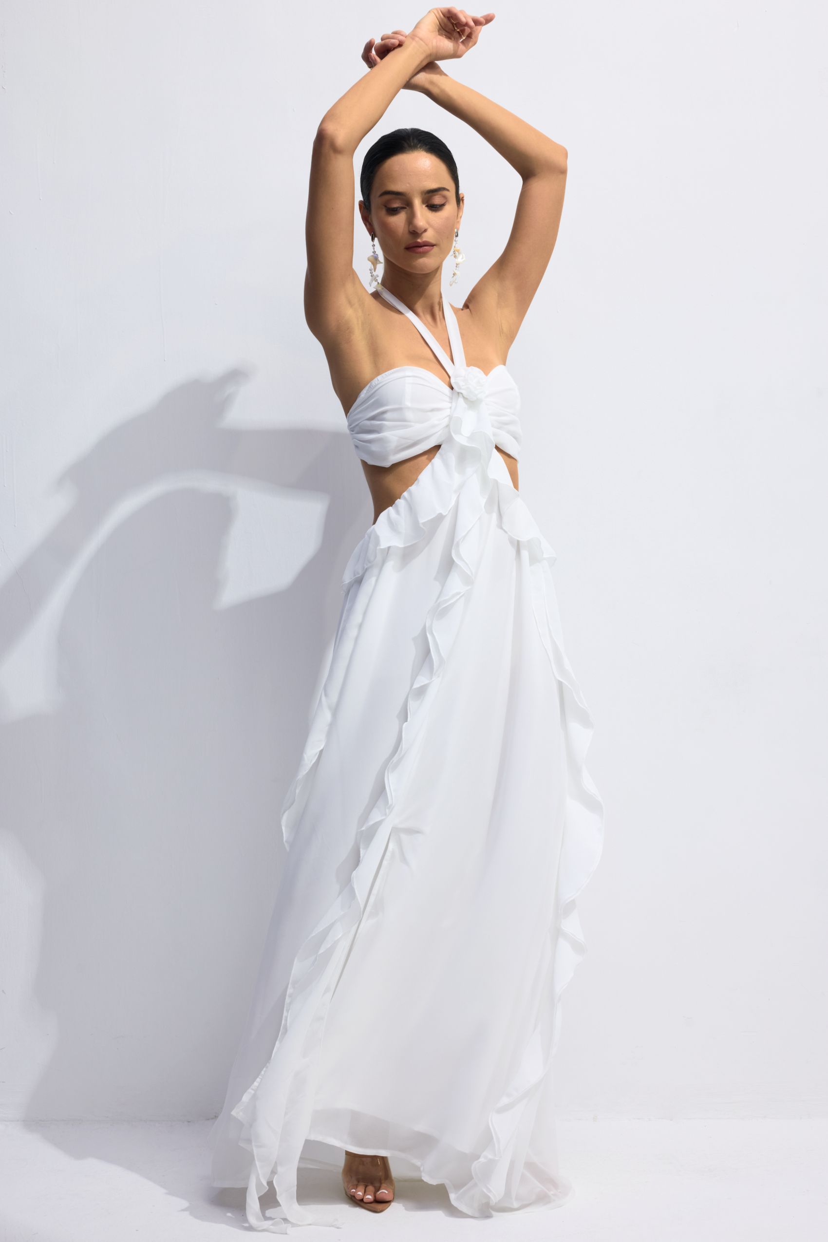 Maggie Halter Cut-Out Ruffle Maxi Dress