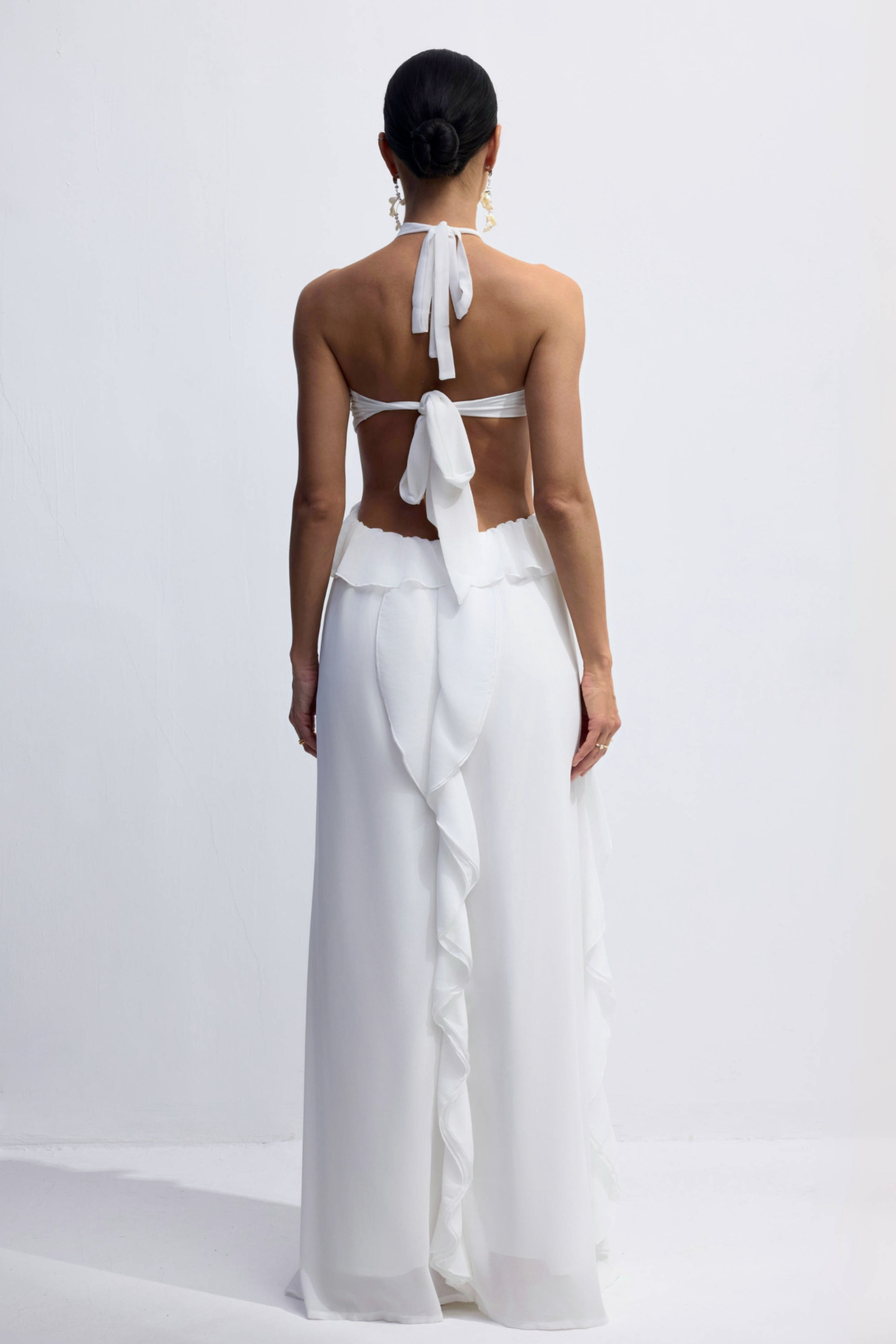 Maggie Halter Cut-Out Ruffle Maxi Dress