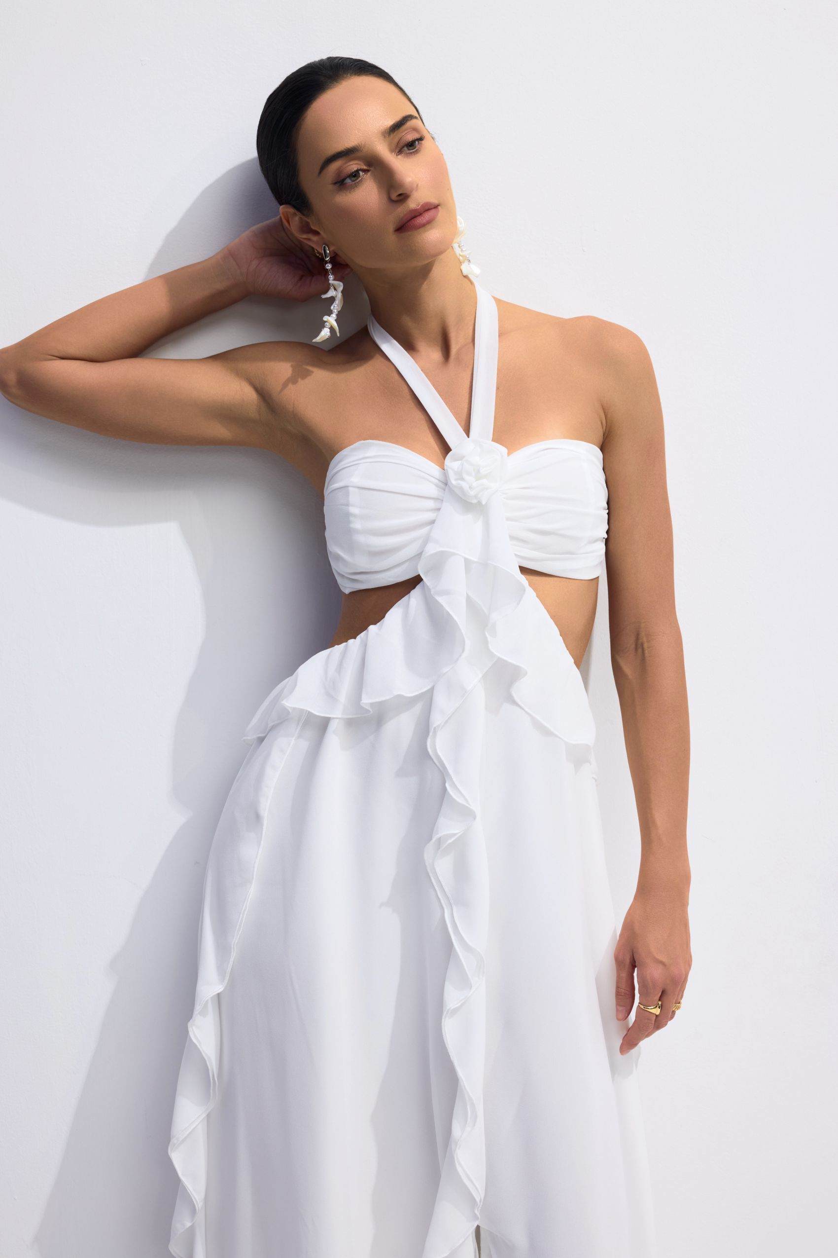 Maggie Halter Cut-Out Ruffle Maxi Dress