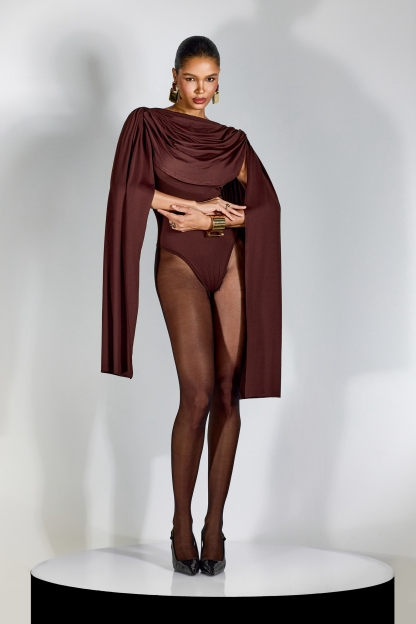 Agatha Cap Sleeve Drape Bodysuit