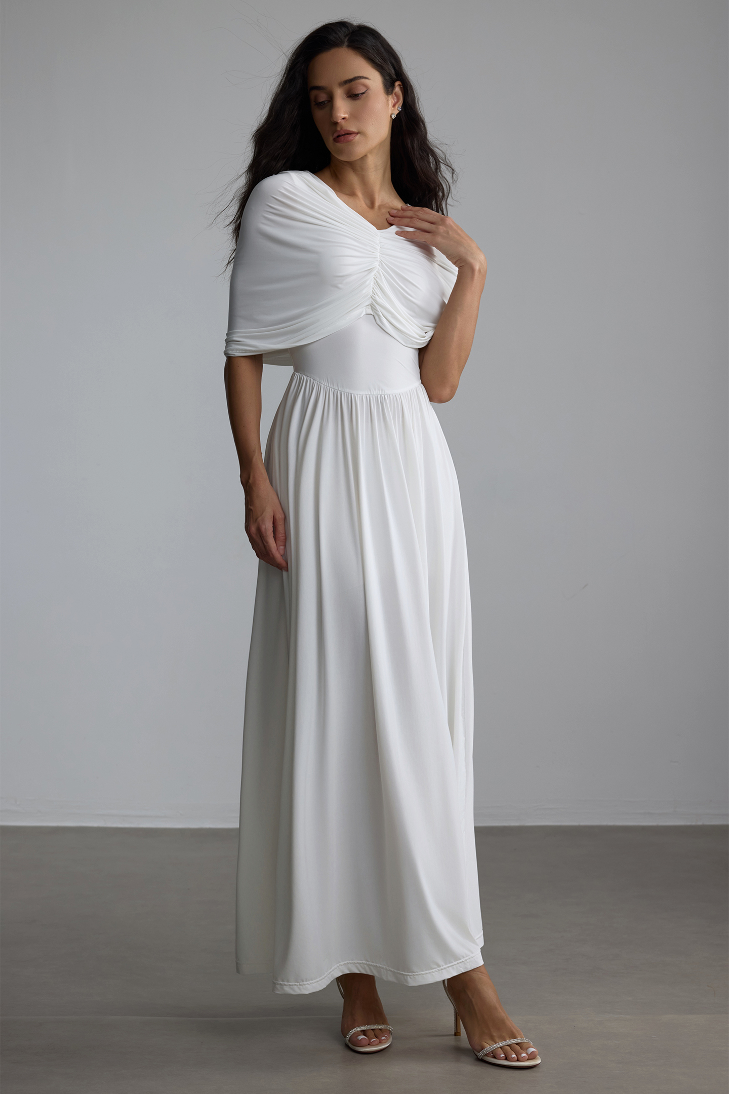 Alexandra Draped Cape Maxi Dress