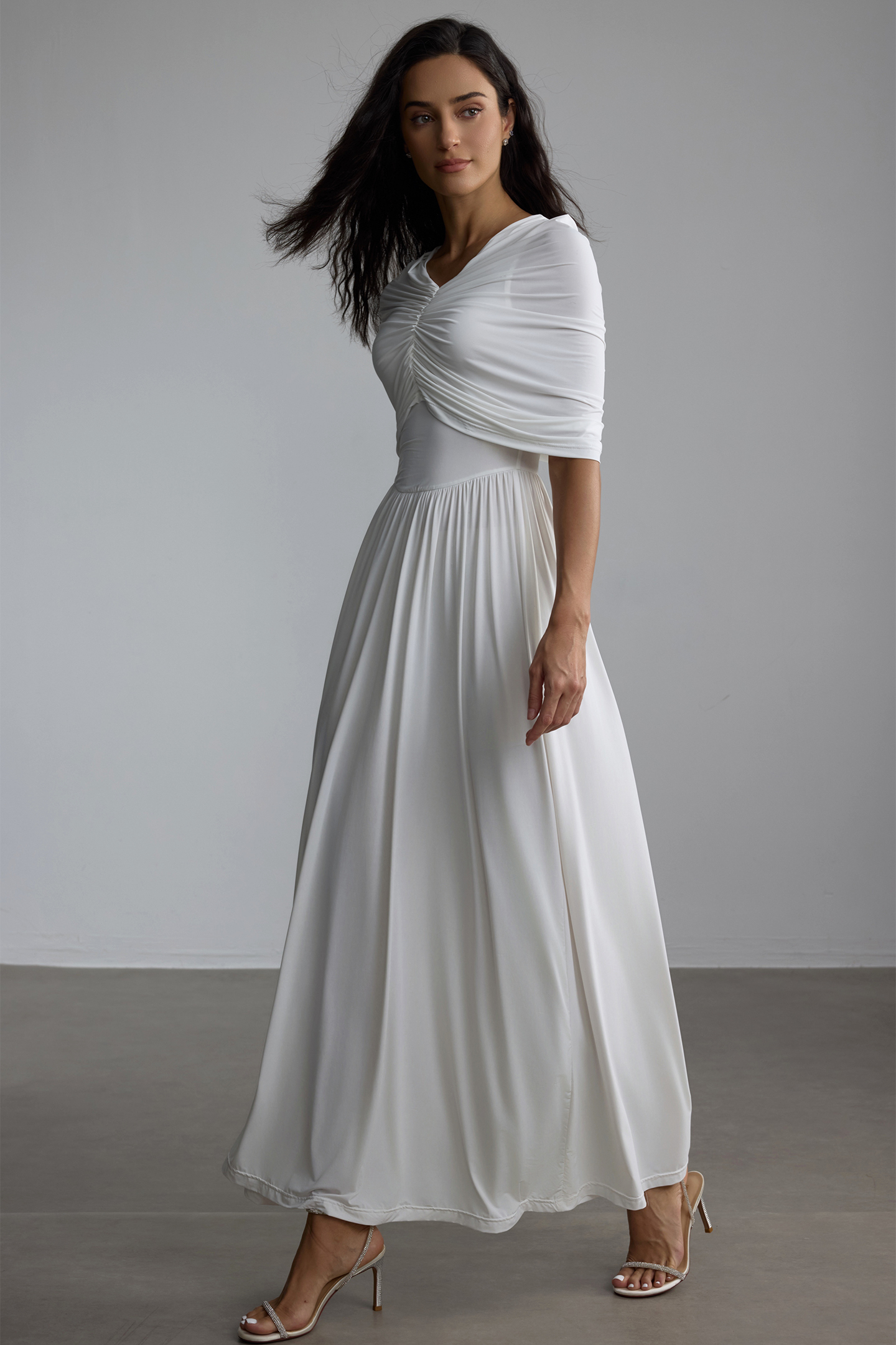 Alexandra Draped Cape Maxi Dress