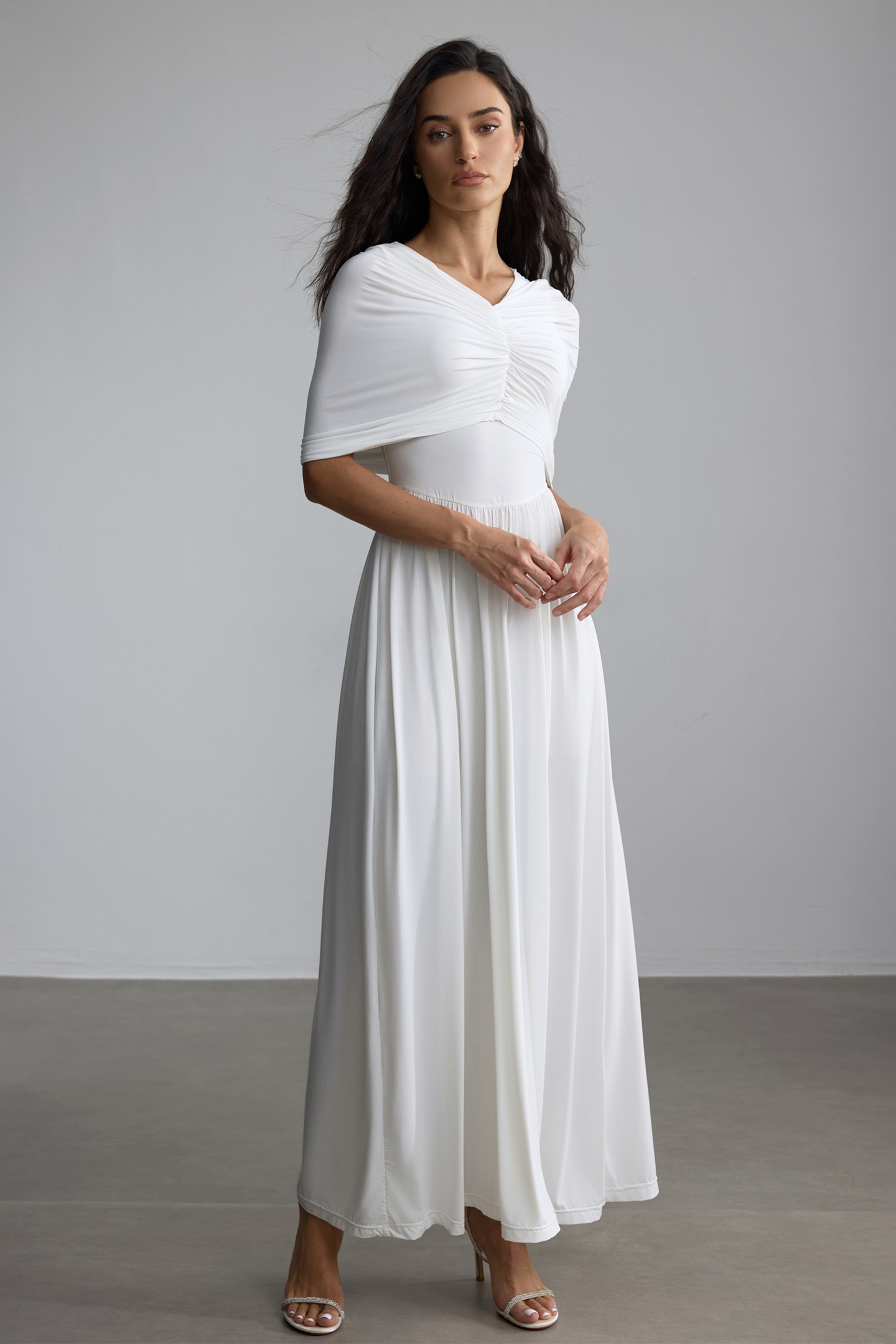 Alexandra Draped Cape Maxi Dress