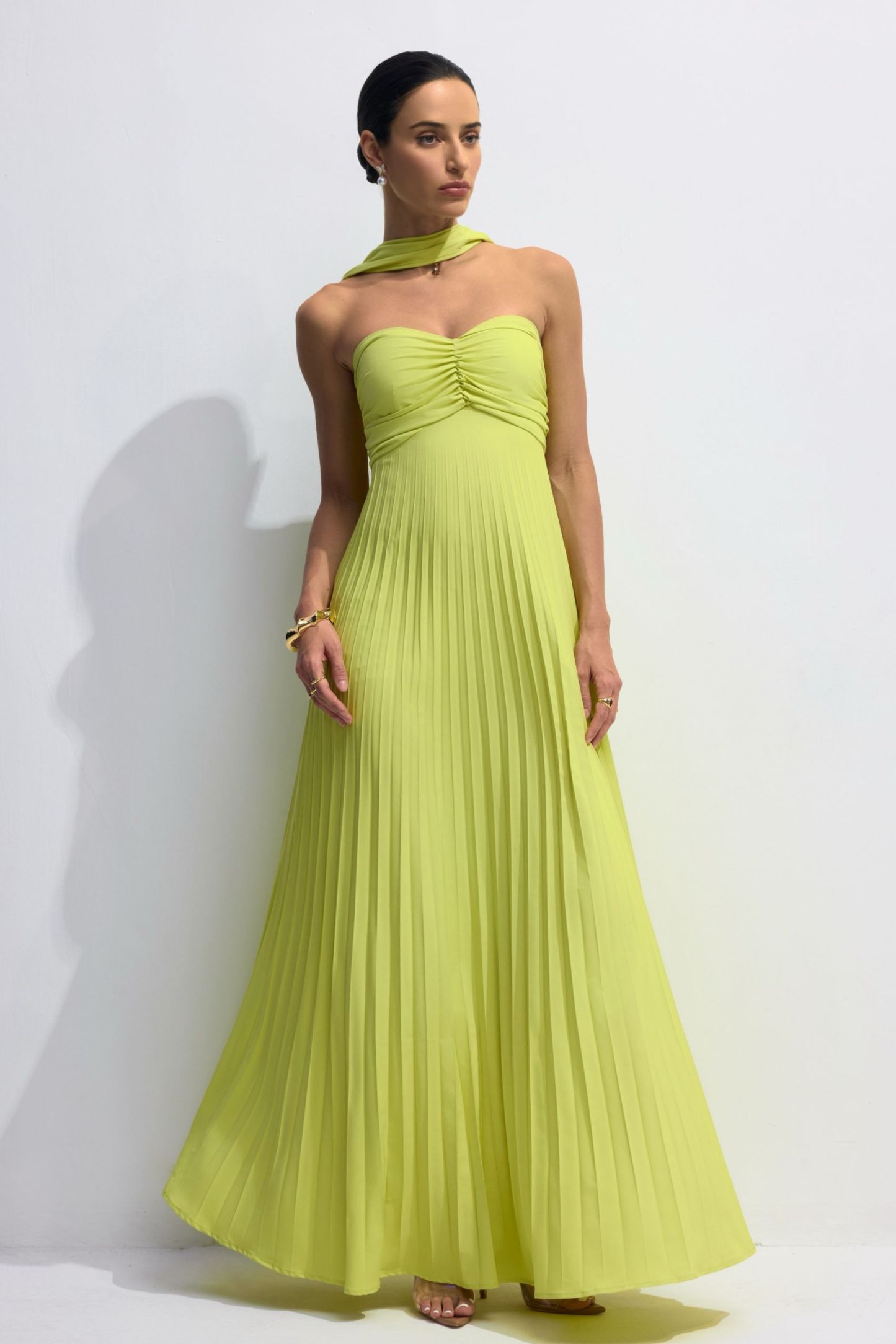Veromca Strapless Pleated Maxi Dress