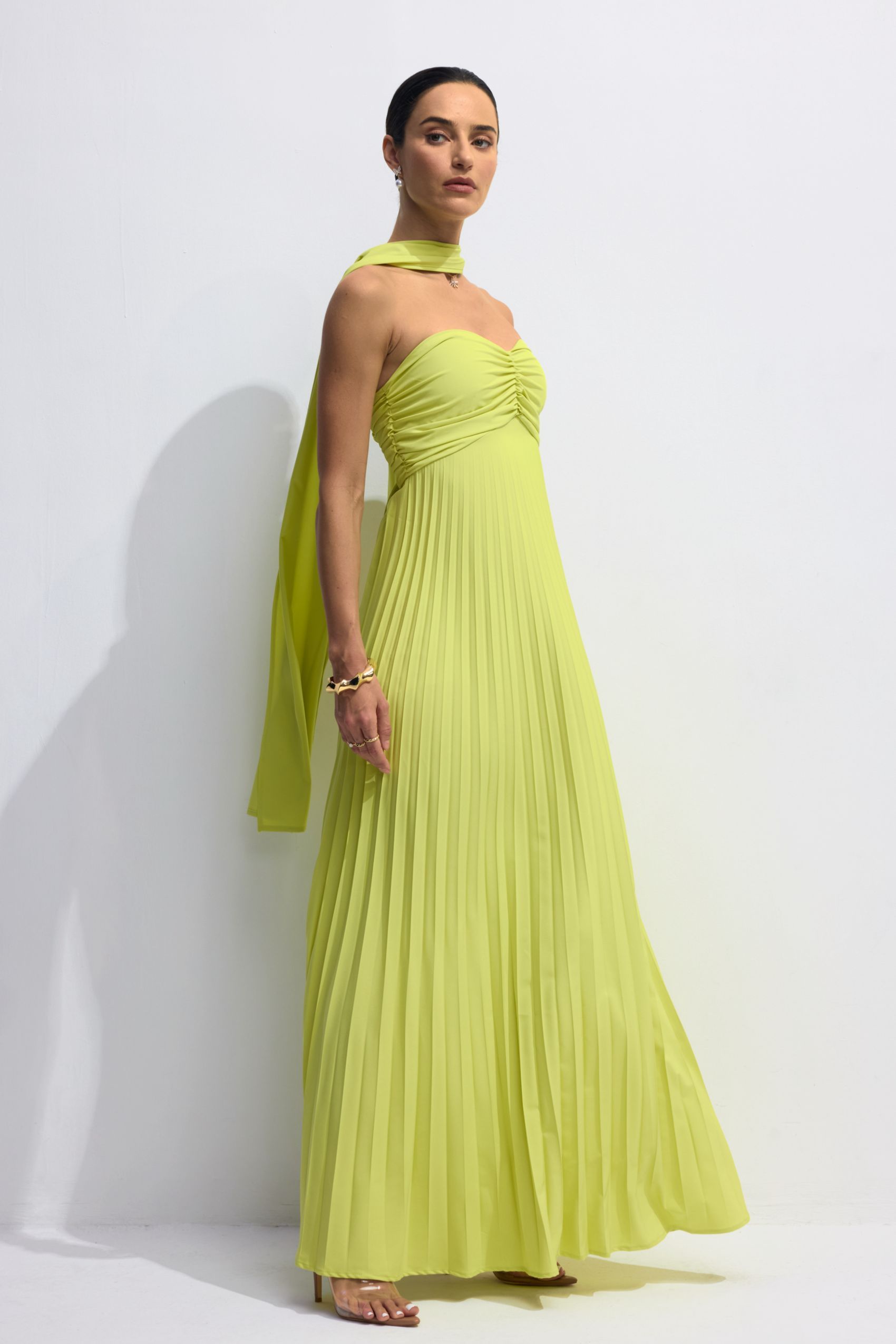 Veromca Strapless Pleated Maxi Dress