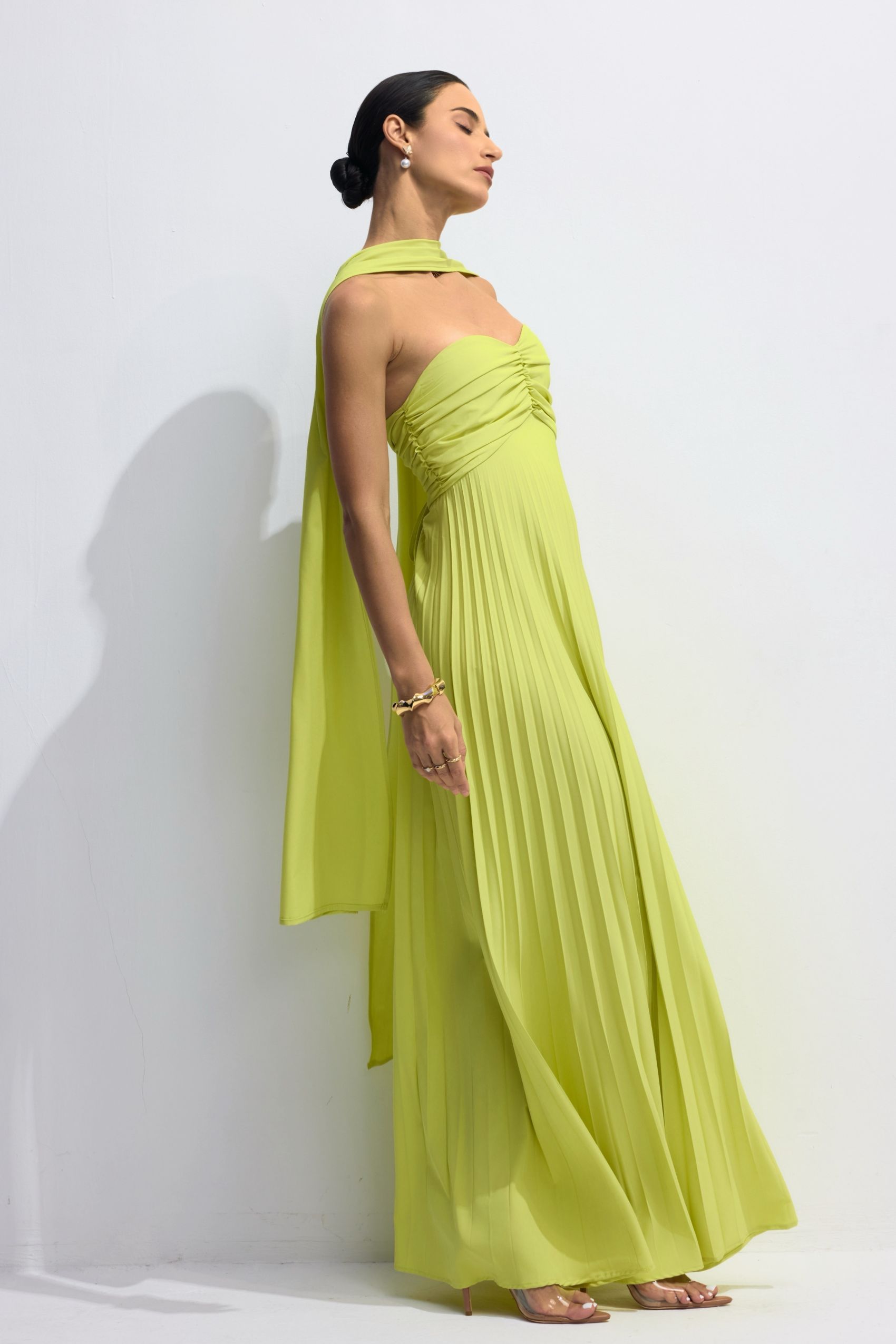 Veromca Strapless Pleated Maxi Dress