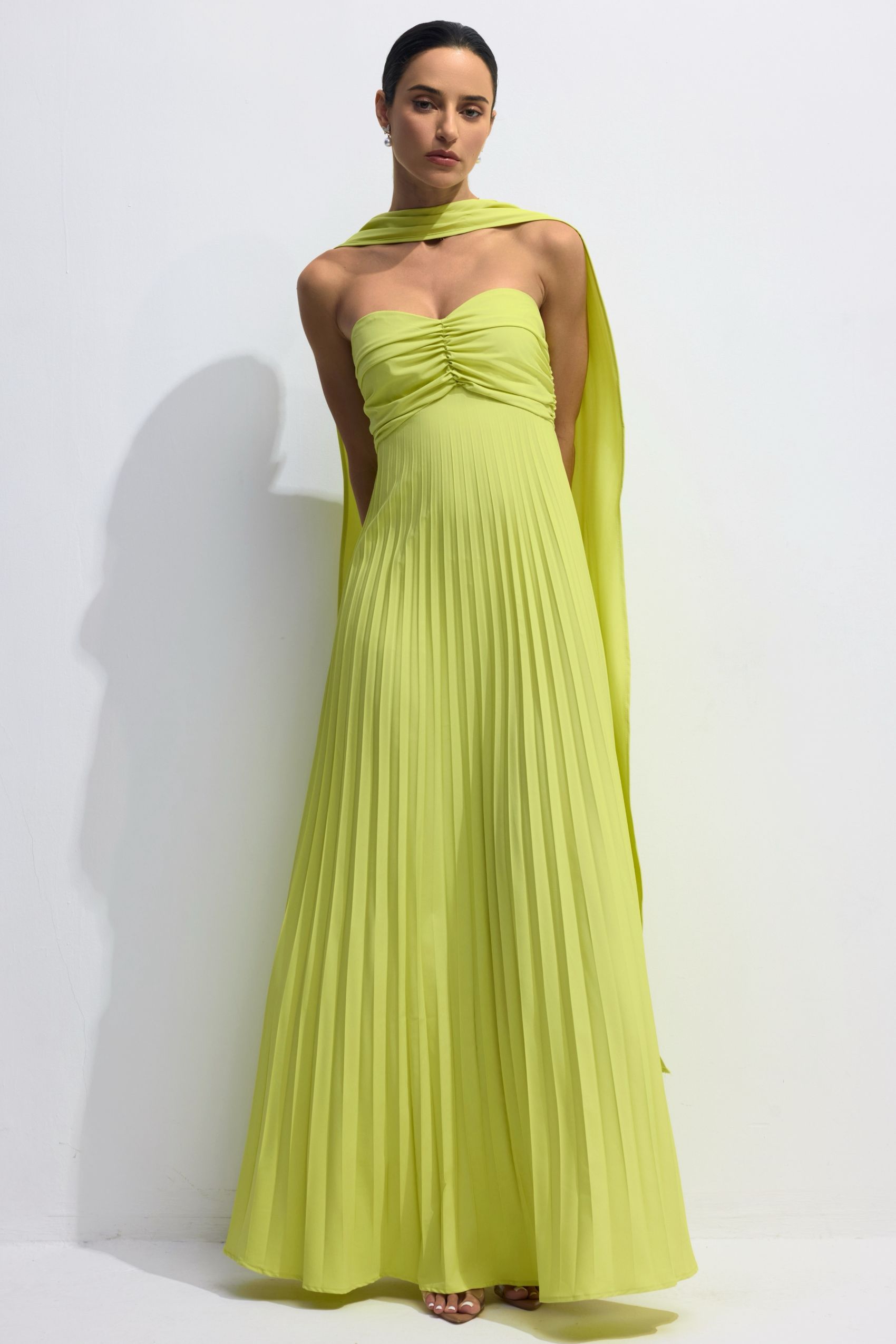 Veromca Strapless Pleated Maxi Dress