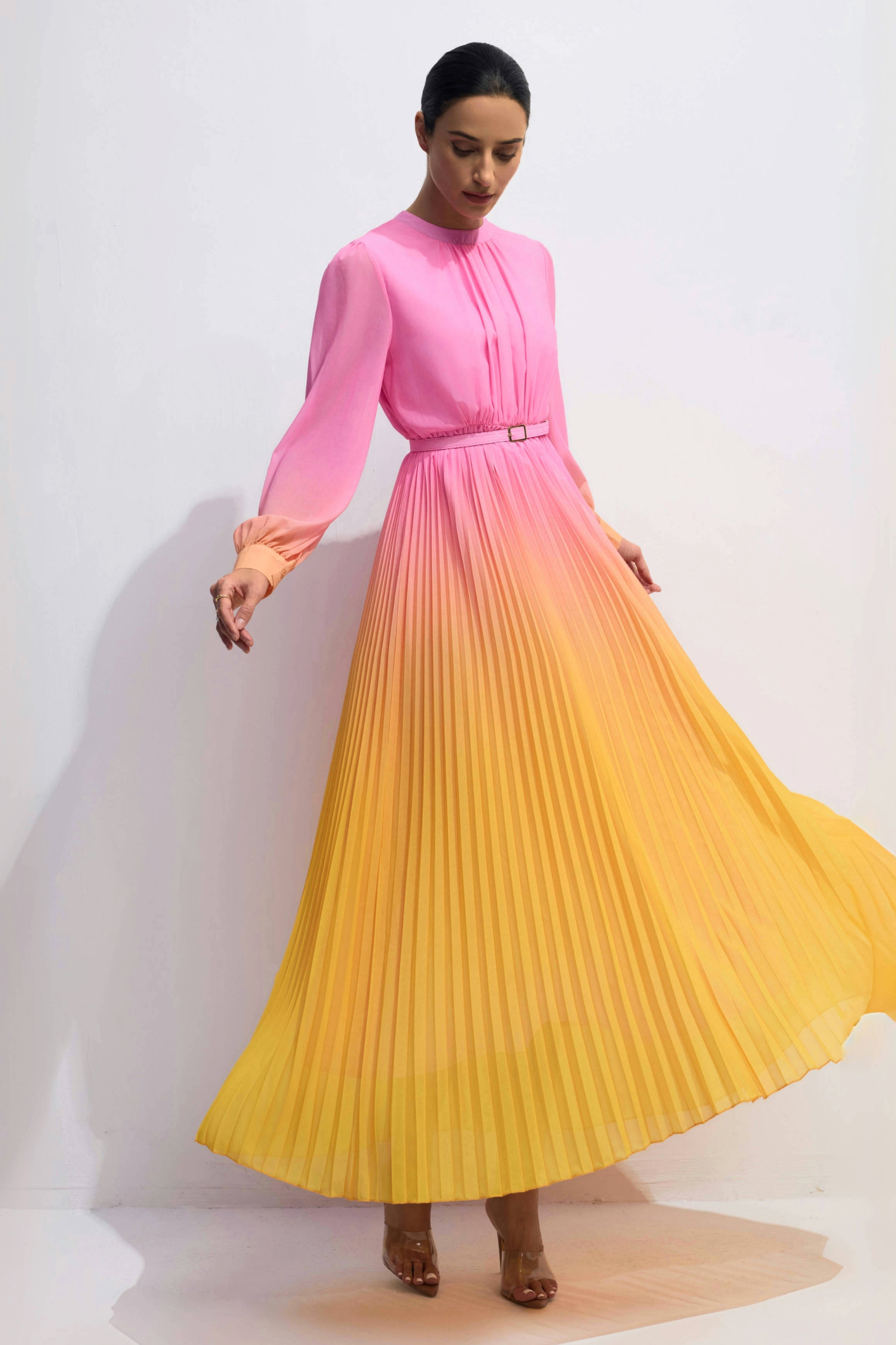 Sandra Long Sleeve Gradient Maxi Dress