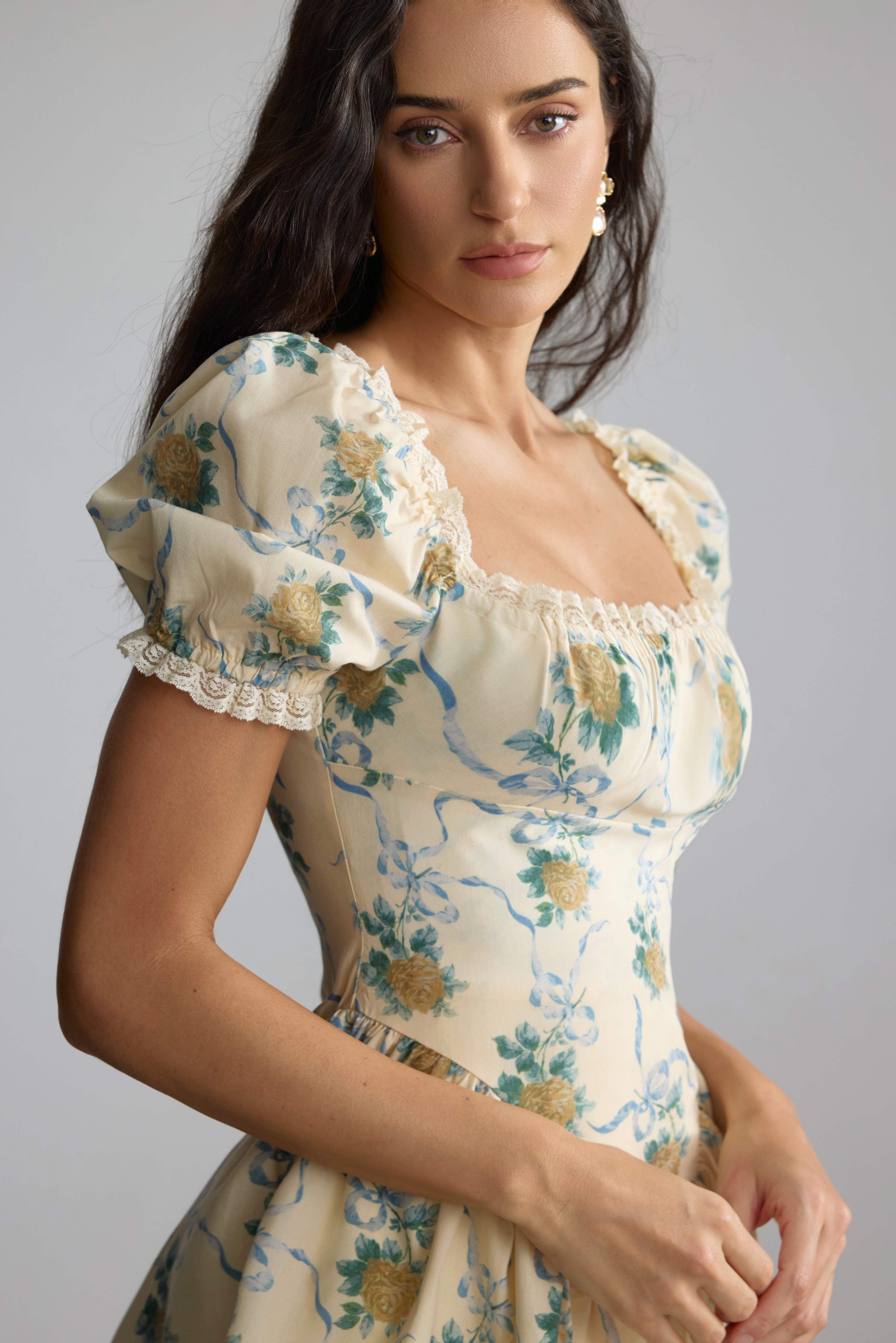 Haley Floral Print Square Neck Mini Dress