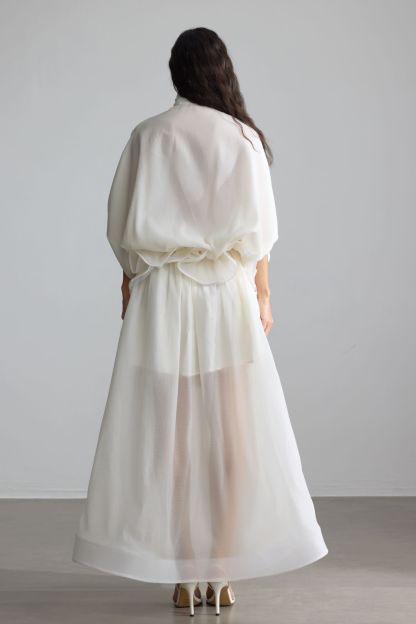Eliza Tie Neck Semi-sheer Maxi Dress