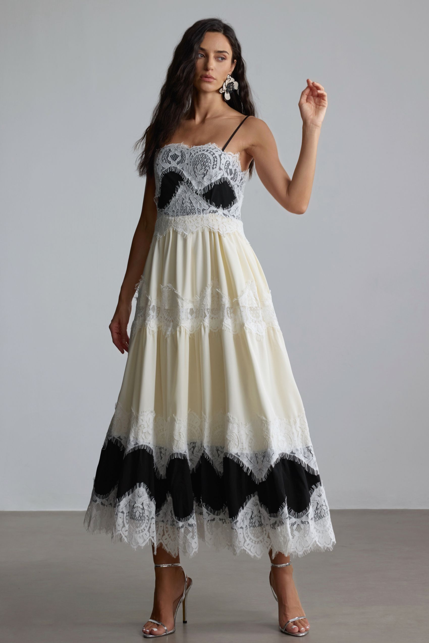 Lillian Embroidered Lace Slip Maxi Dress
