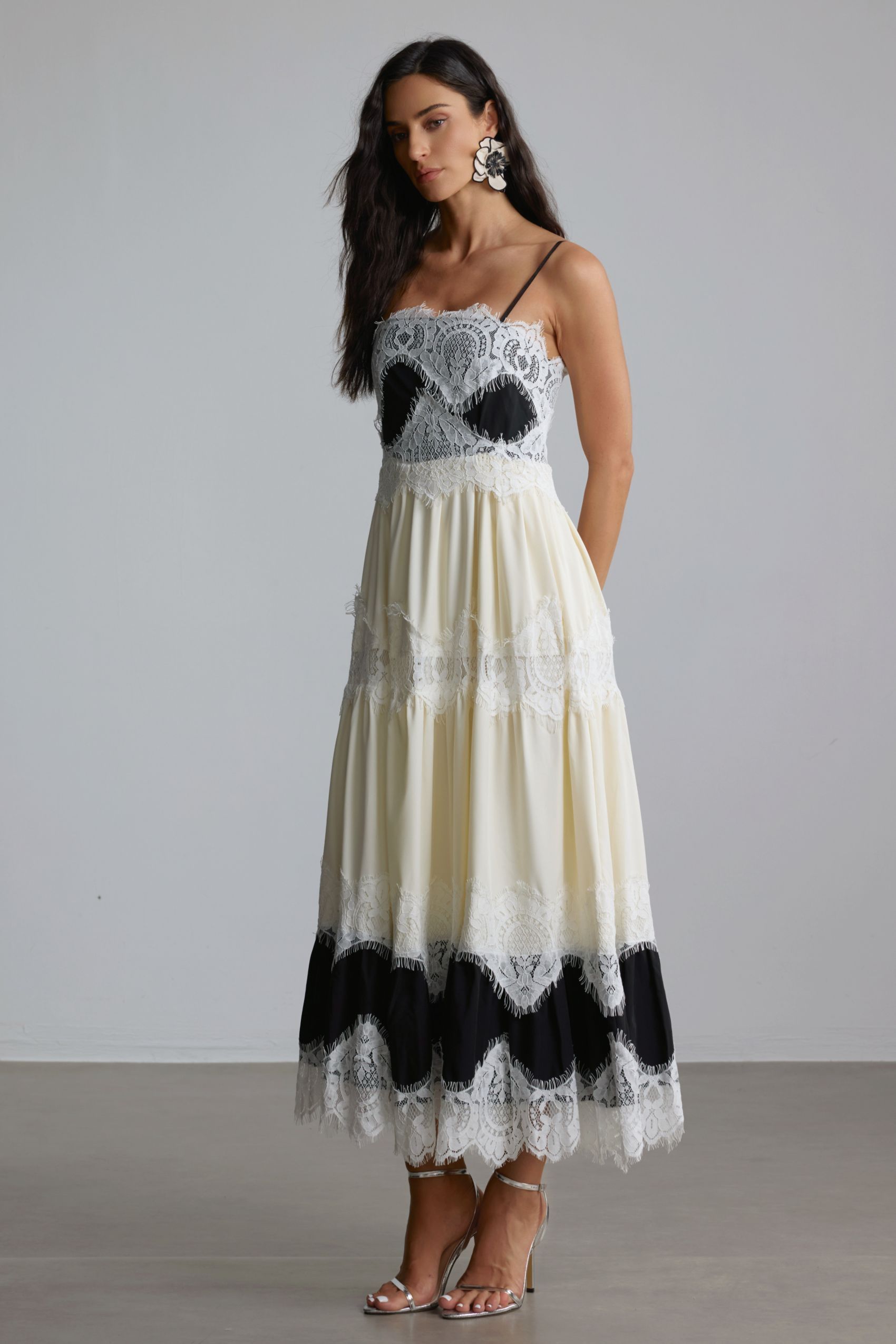 Lillian Embroidered Lace Slip Maxi Dress