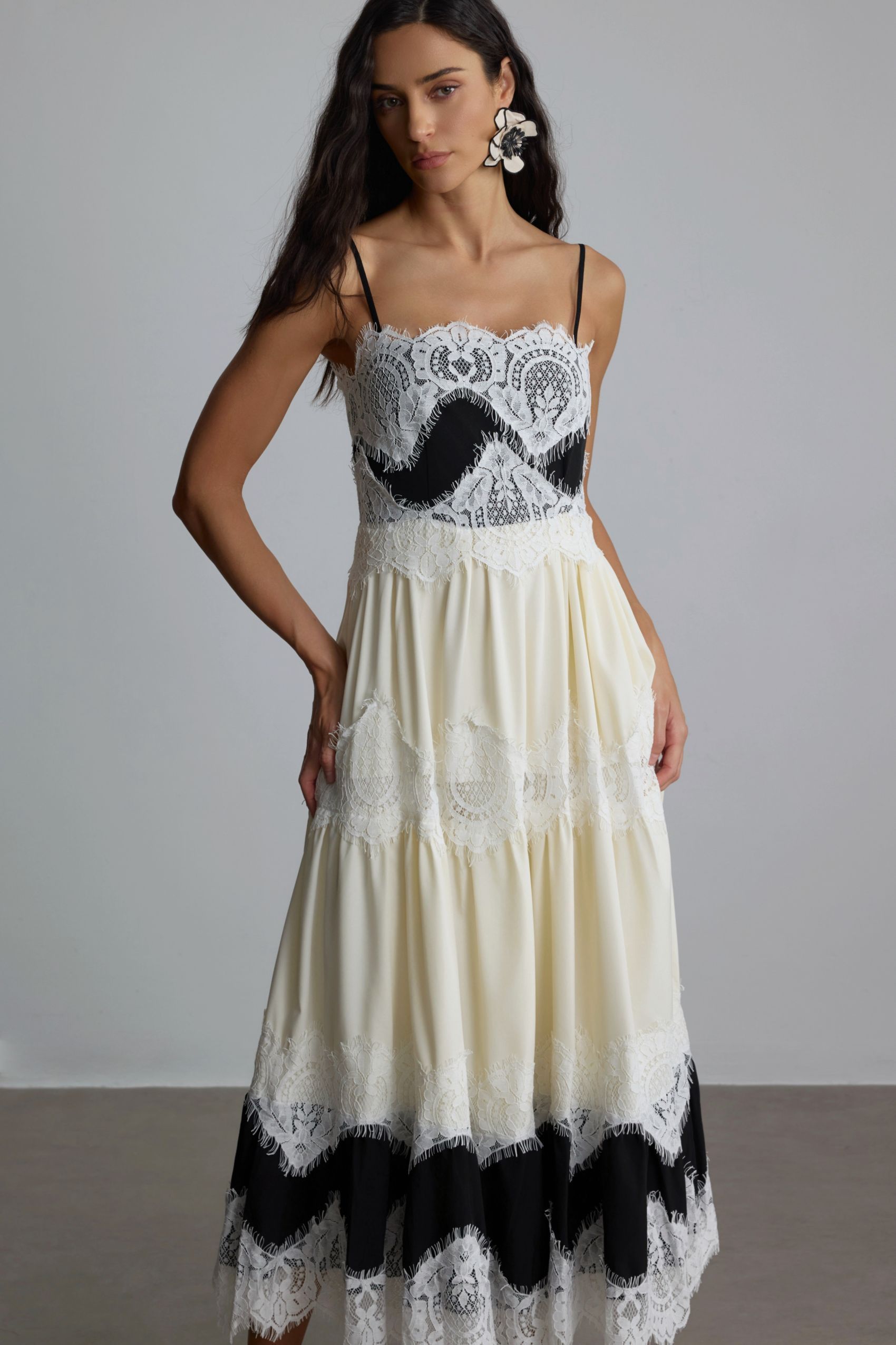 Lillian Embroidered Lace Slip Maxi Dress