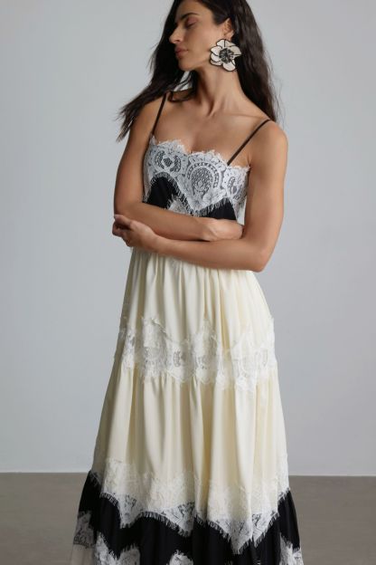 Lillian Embroidered Lace Slip Maxi Dress
