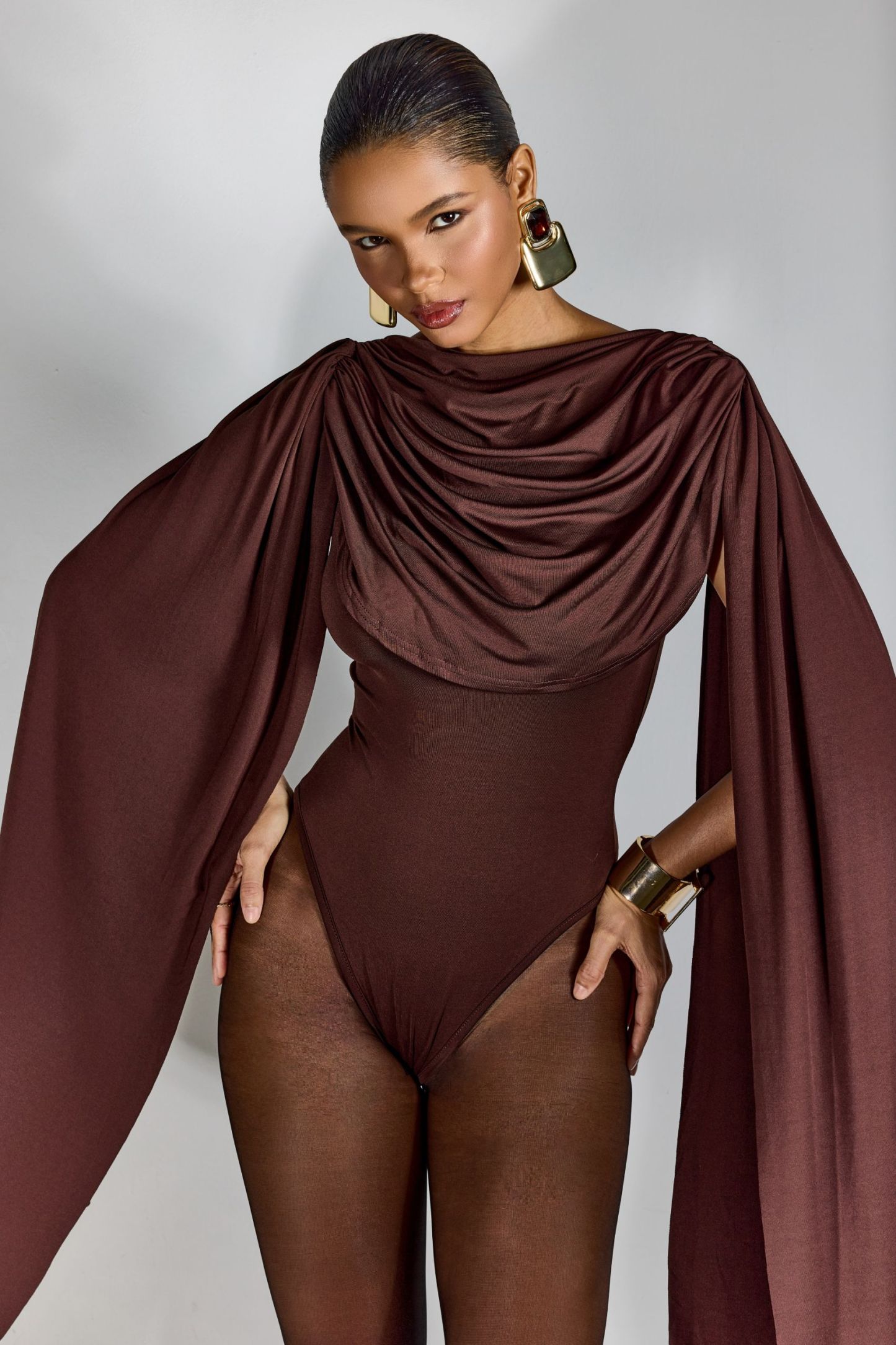 Agatha Cap Sleeve Drape Bodysuit