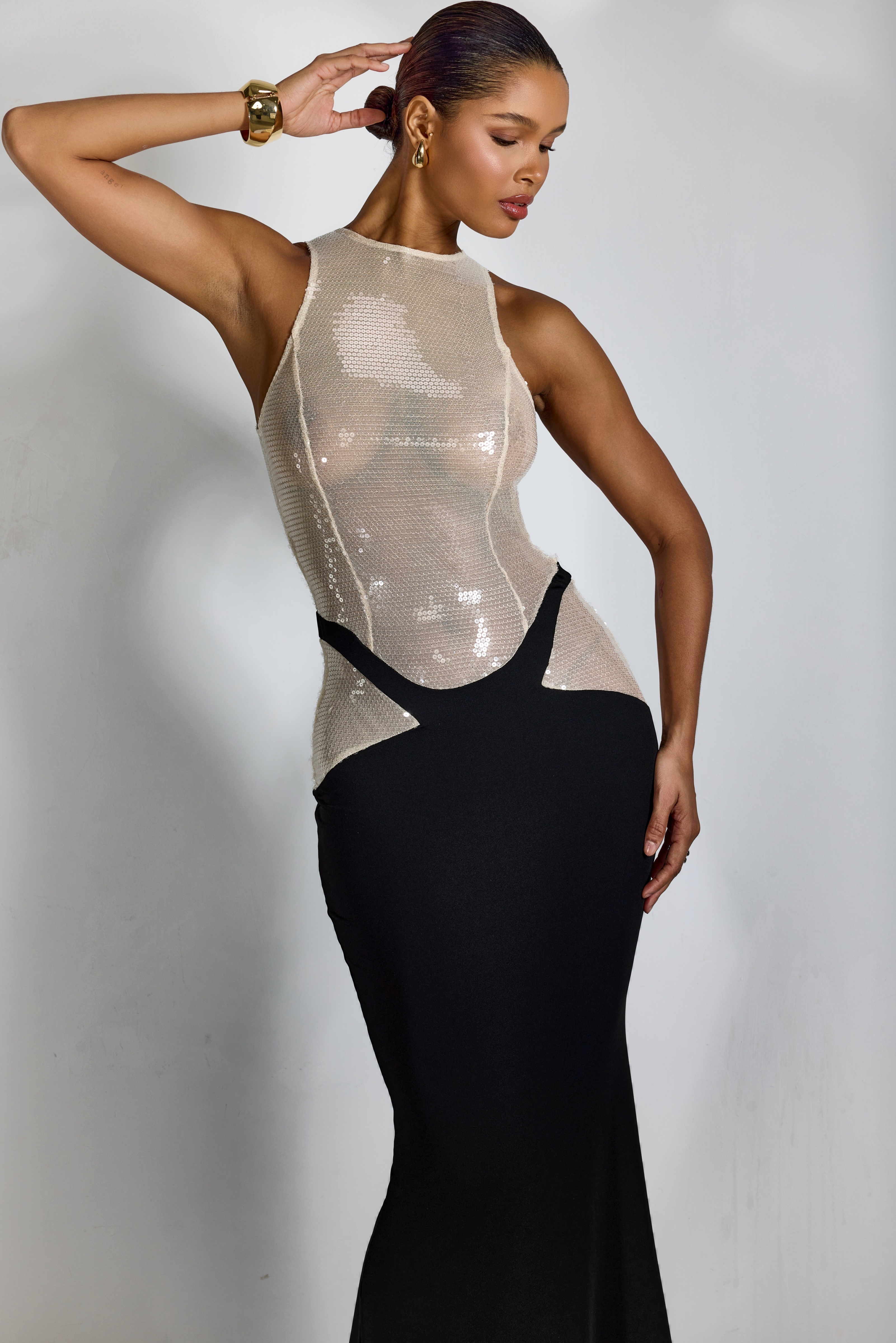 Zelda Sequin Semi-sheer Maxi Dress