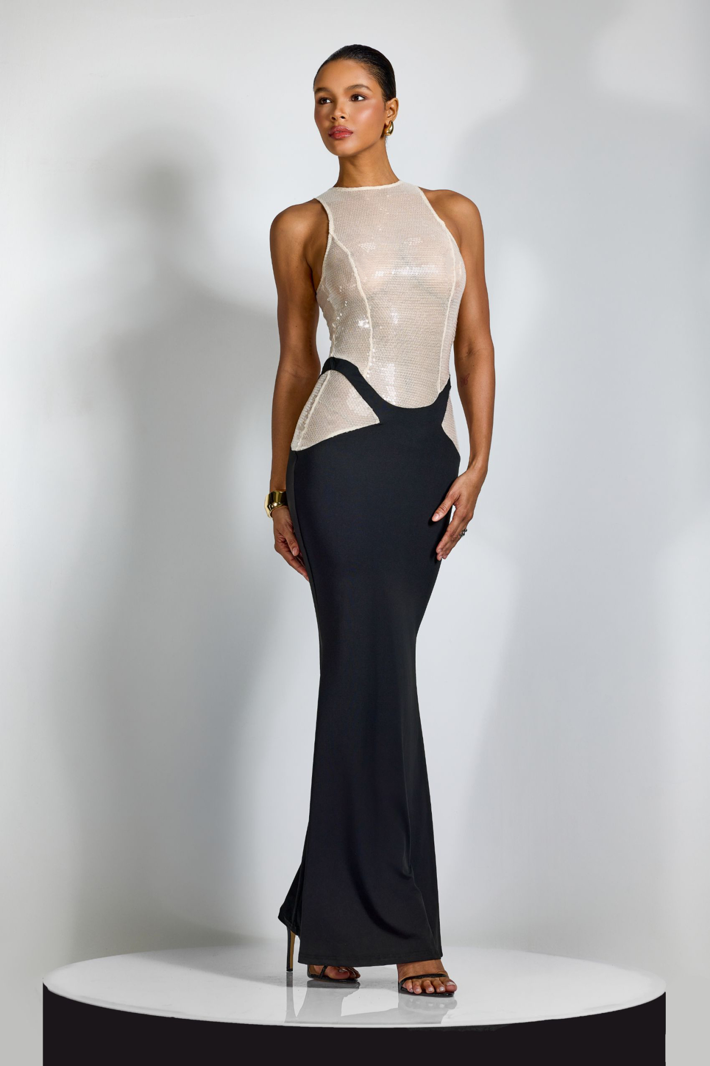 Zelda Sequin Semi-sheer Maxi Dress