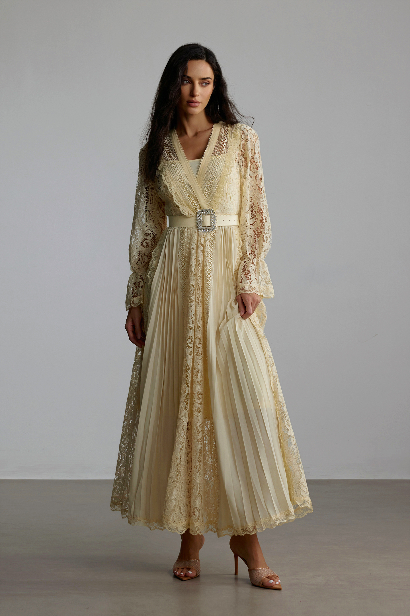 Anita Long Sleeve Sheer Lace Maxi Dress