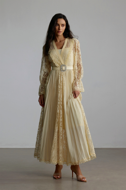 Anita Long Sleeve Sheer Lace Maxi Dress