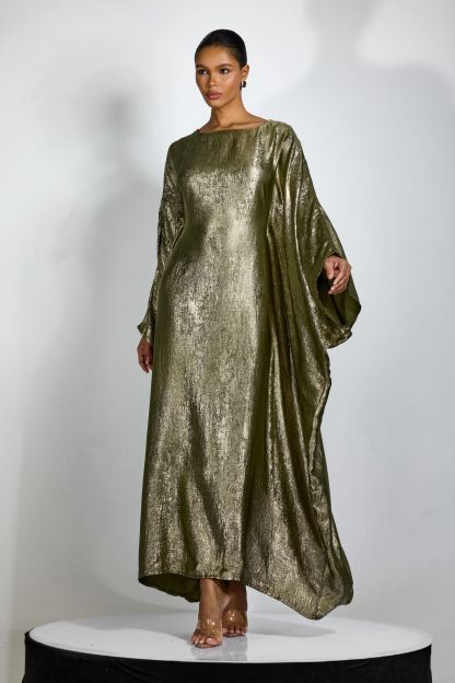 Alina Metallic Batwing Sleeve Maxi Kaftan